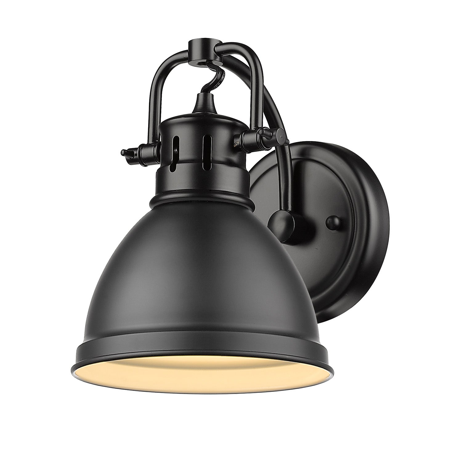 Duncan 1 Light Bath Vanity in Matte Black with a Matte Black Shade - - Golden Lighting