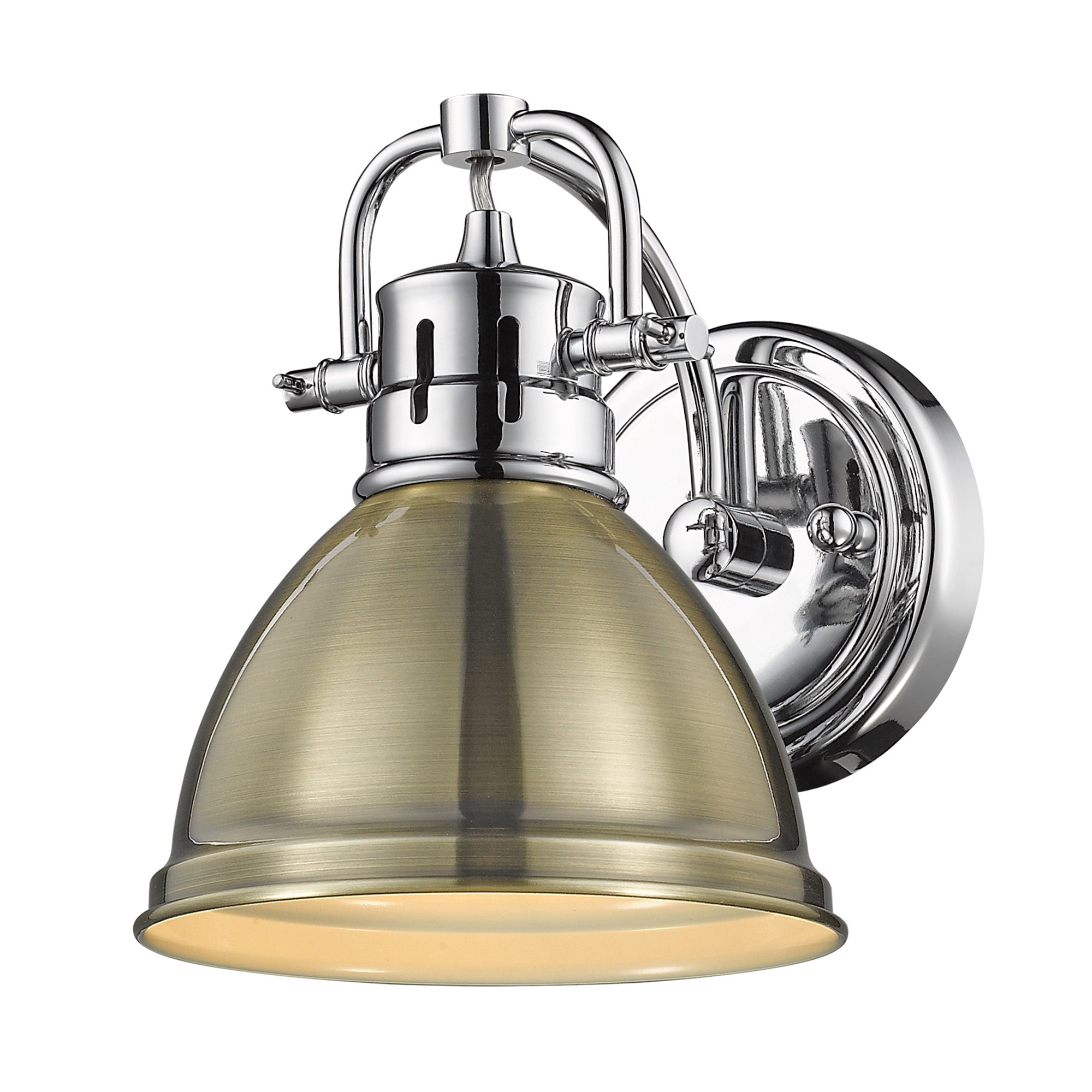 Yep by Golden Lighting Duncan 1-light Vanity in Chrome and Aged Brass shade