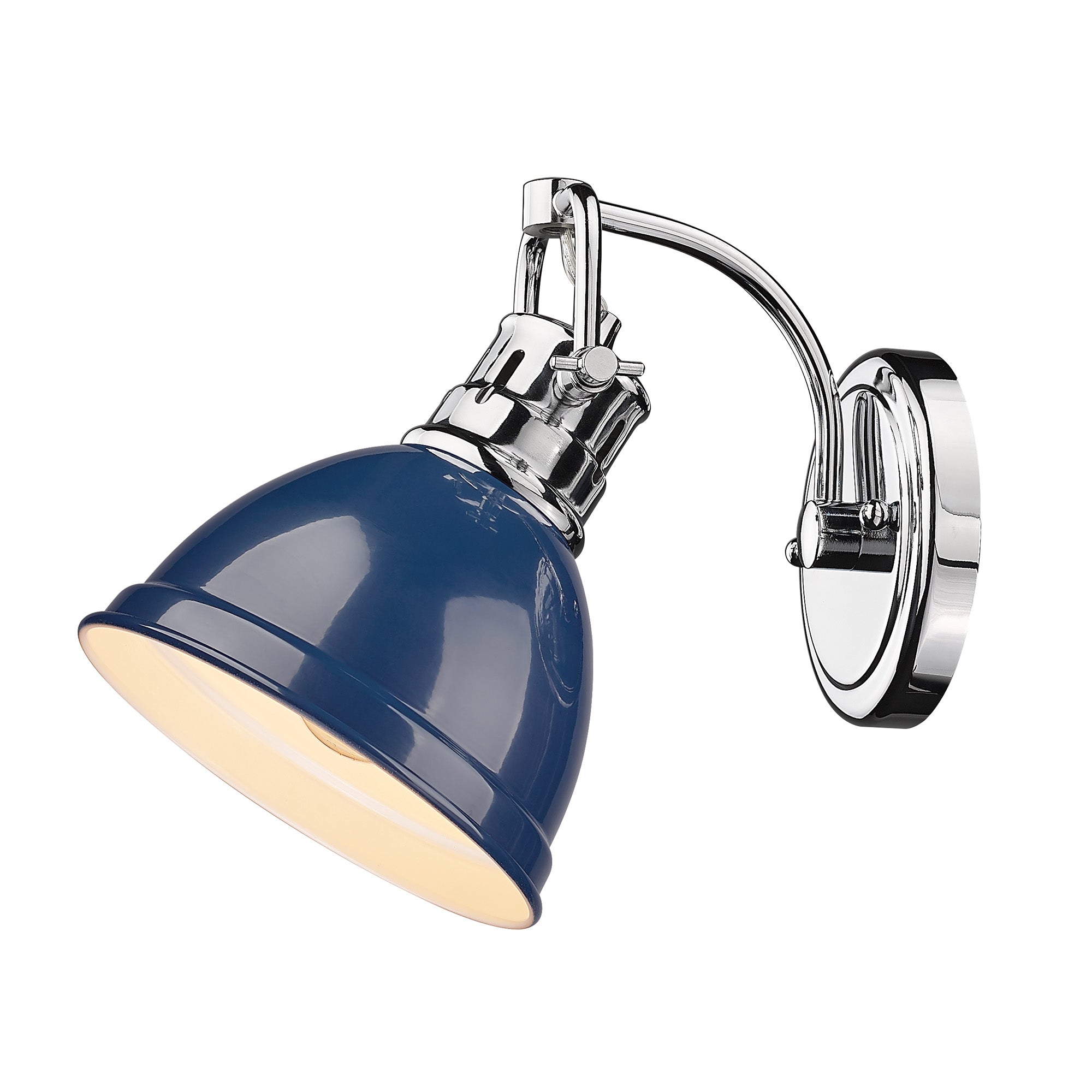 Duncan CH 1 Light Bath Vanity in Chrome with Navy Blue Shade - Default Title - Golden Lighting