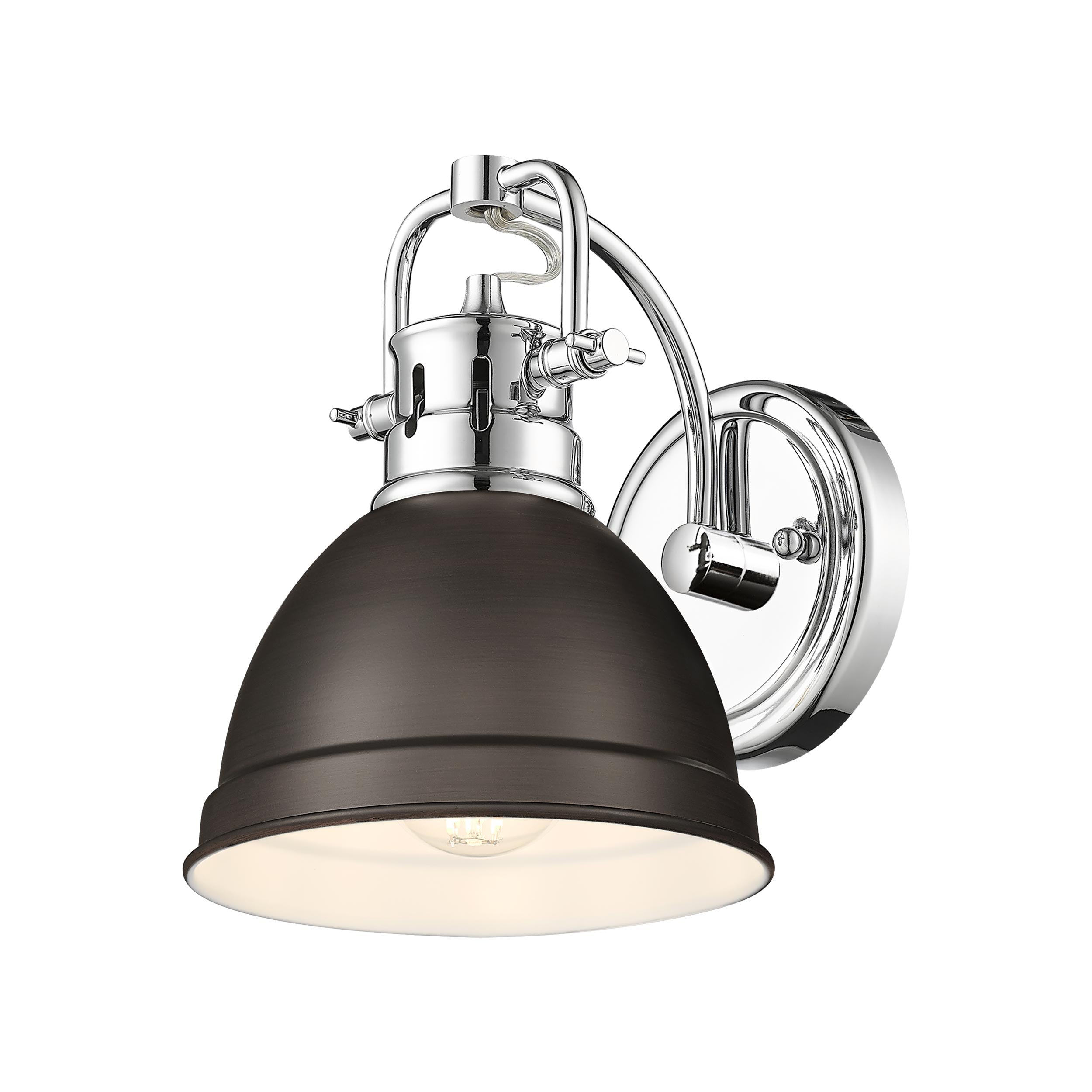 Yep by Golden Lighting Duncan 1-light Vanity in Chrome and Rubbed Bronze shade