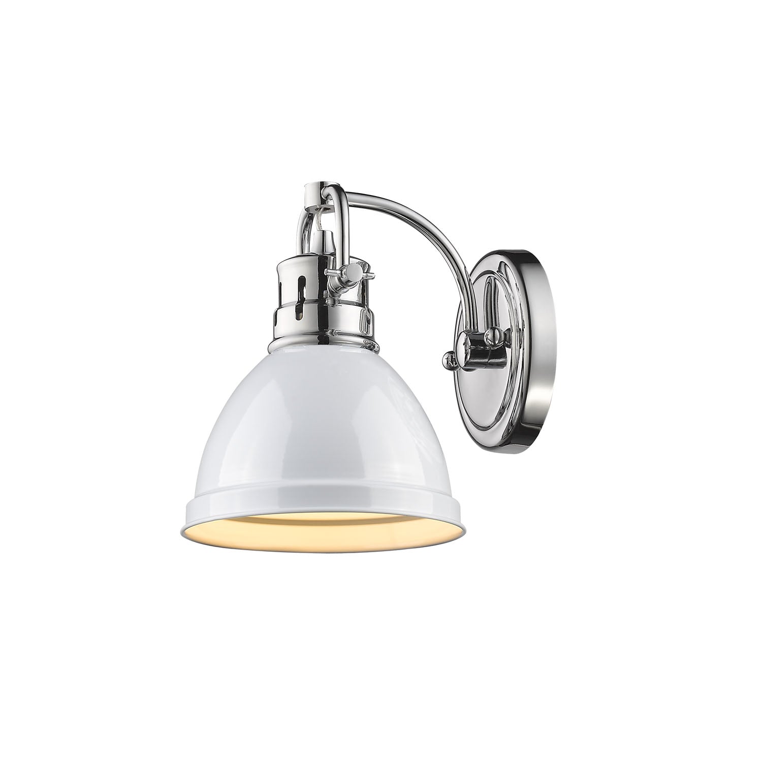 Duncan 1 Light Bath Vanity in Chrome with a White Shade