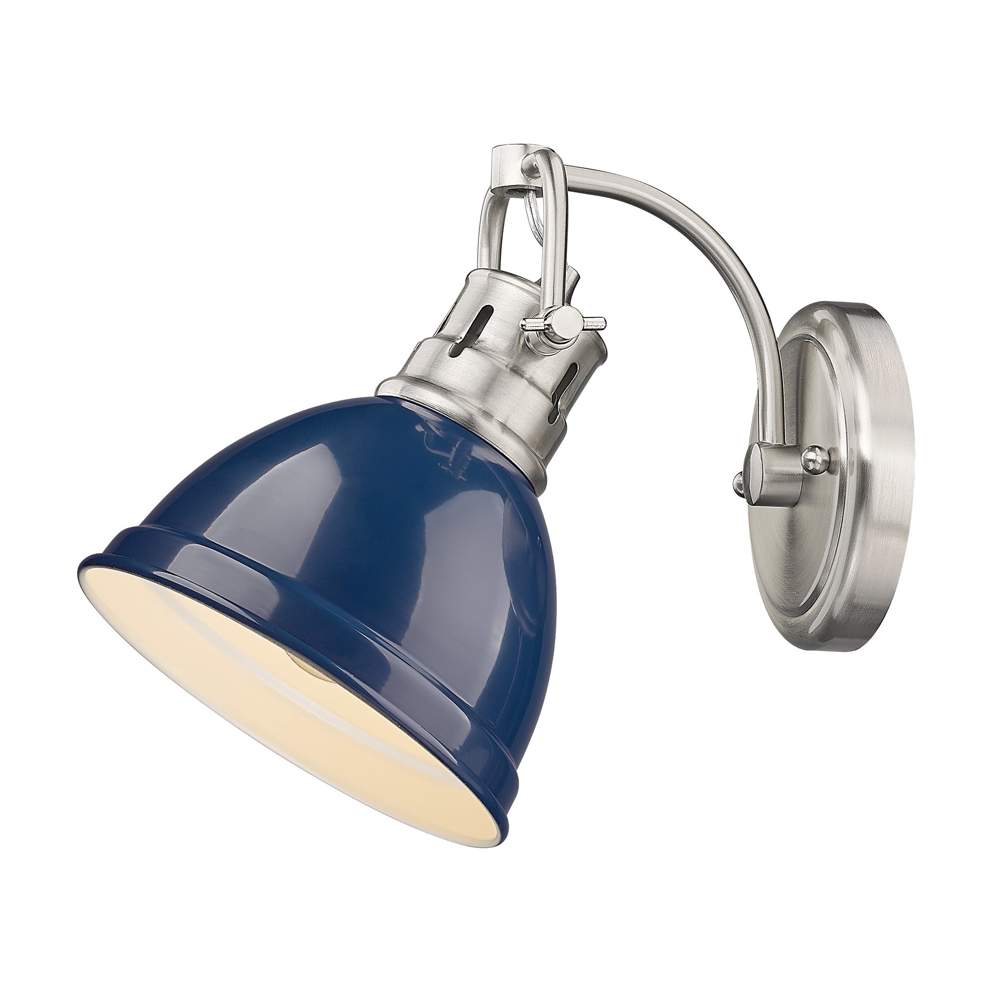 Duncan PW 1 Light Bath Vanity in Pewter with Navy Blue Shade - Default Title - Golden Lighting
