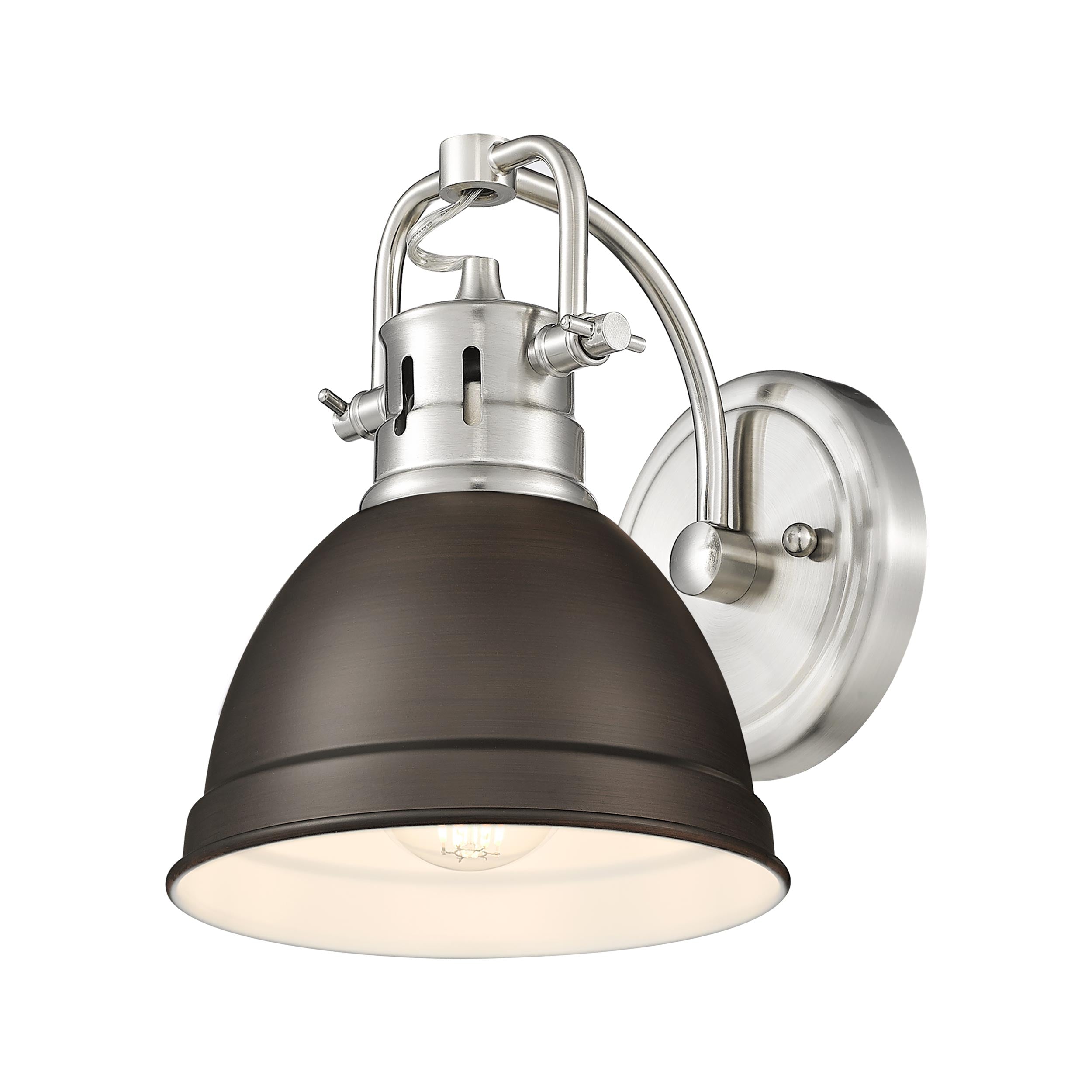 Yep by Golden Lighting Duncan 1-light Vanity in Pewter and Rubbed Bronze shade