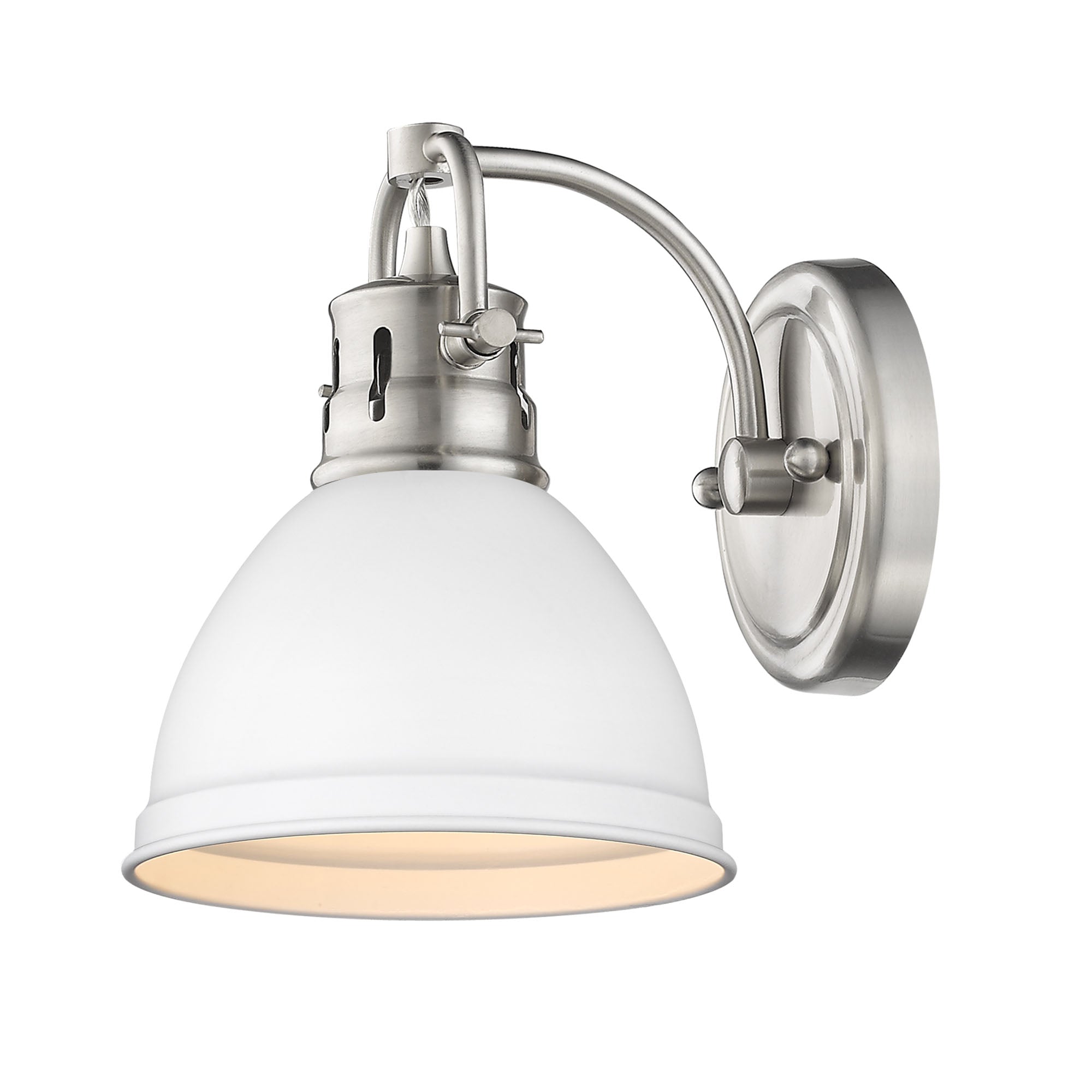 Duncan 1 Light Bath Vanity in Pewter with a Matte White Shade - Default Title - Golden Lighting