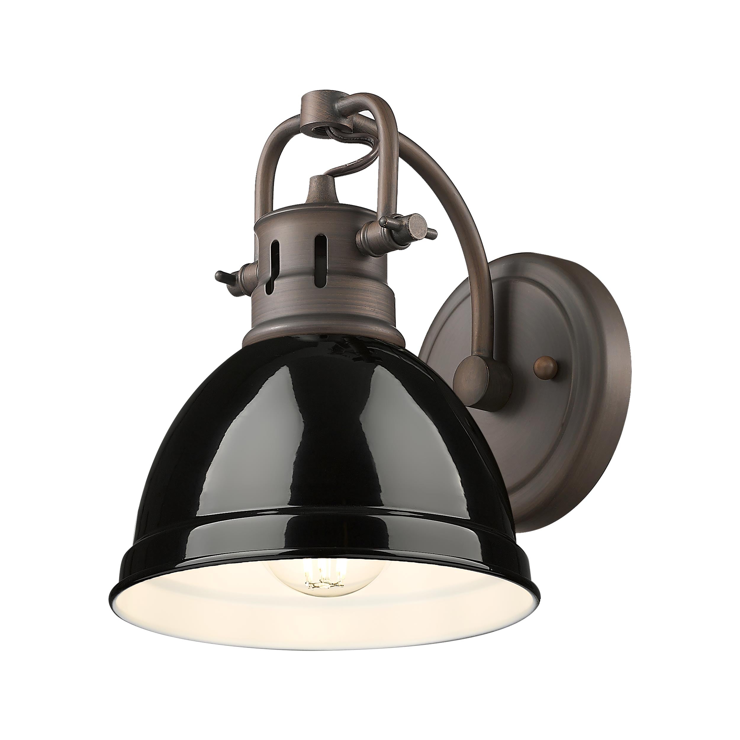 Duncan 1-Light Bath Vanity in Rubbed Bronze with Black - Default Title - Golden Lighting