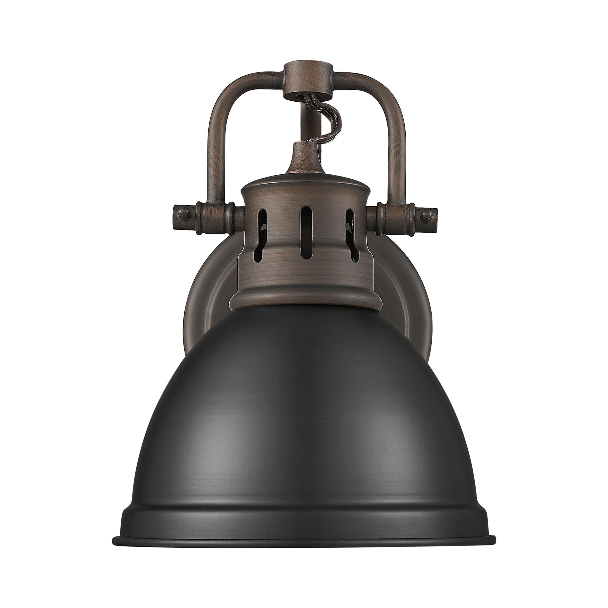 Yep by Golden Lighting Duncan 1-light Vanity in Rubbed Bronze and Matte Black shade