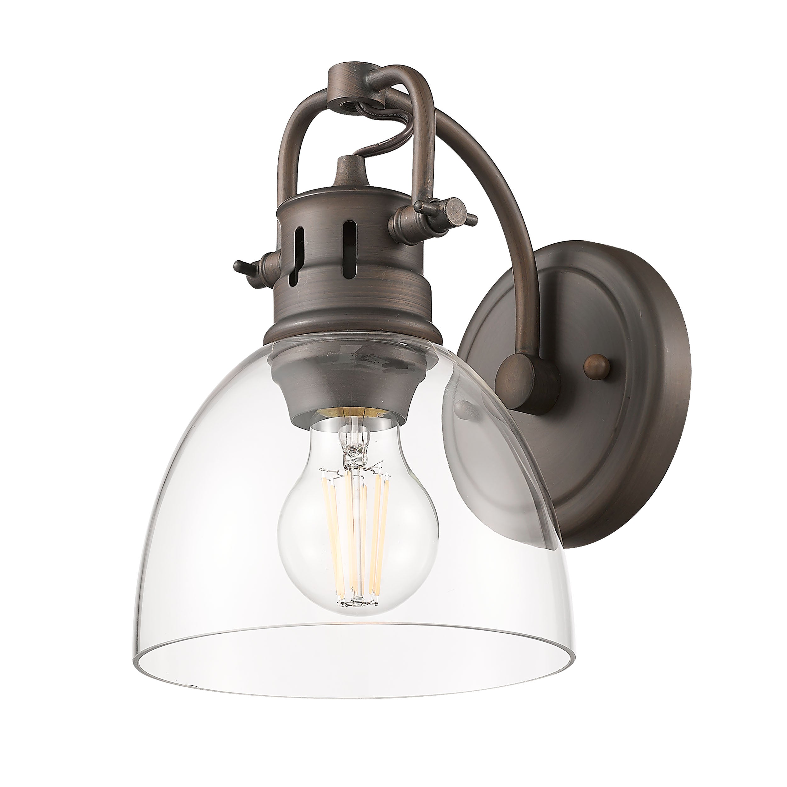 Yep by Golden Lighting Duncan 1-light Vanity in Rubbed Bronze and Clear Glass