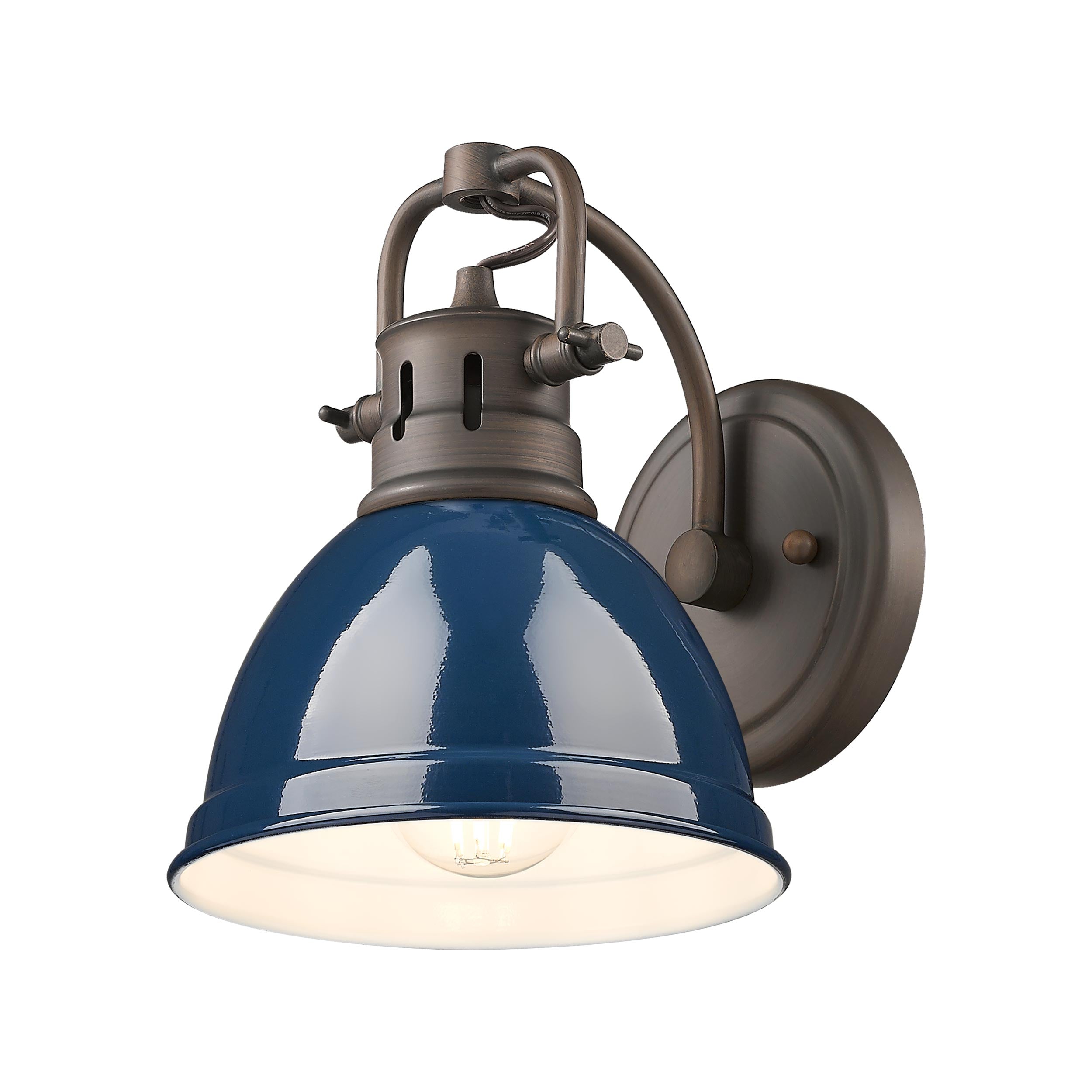 Duncan 1-Light Bath Vanity in Rubbed Bronze with Matte Navy - Default Title - Golden Lighting