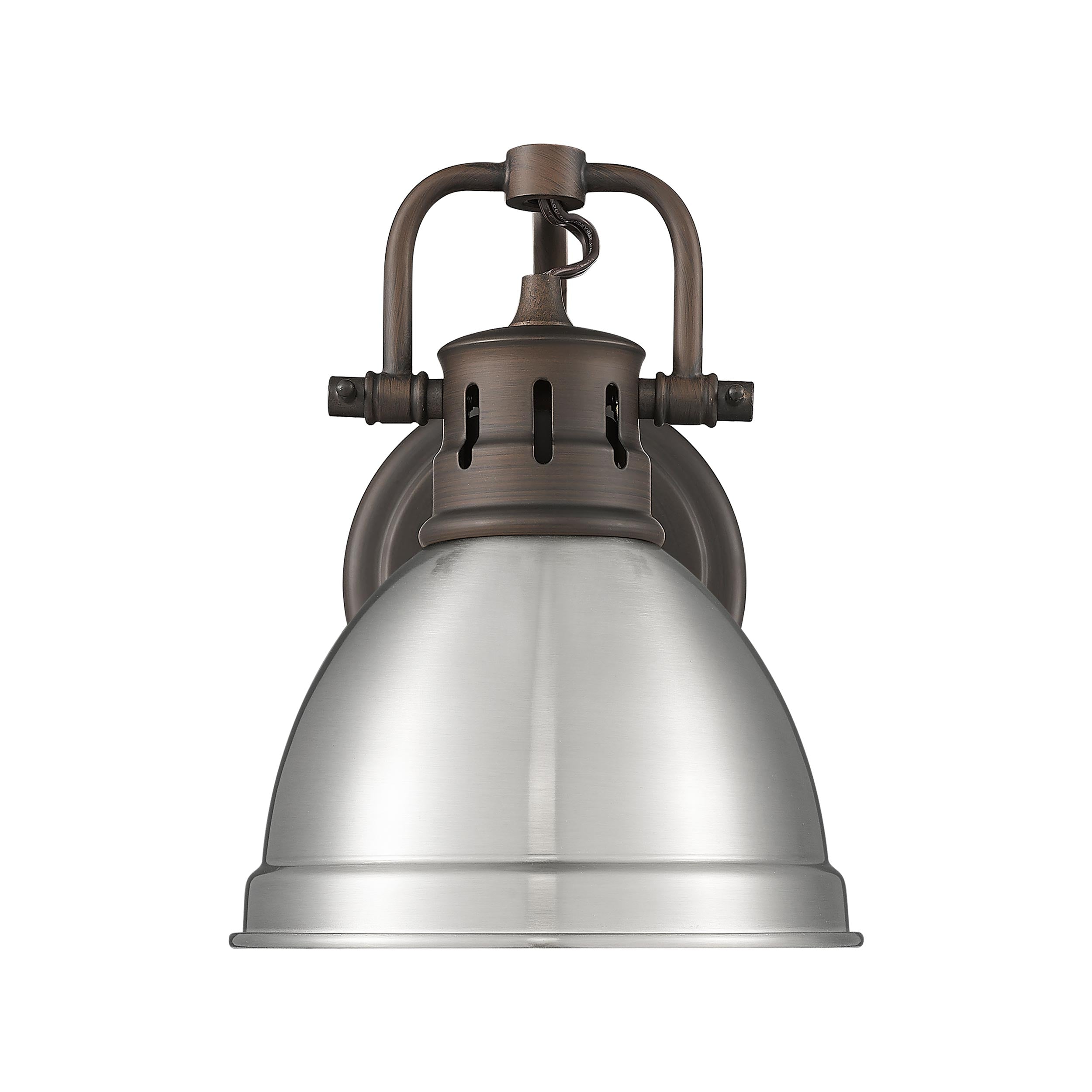 Yep by Golden Lighting Duncan 1-light Vanity in Rubbed Bronze and Pewter shade