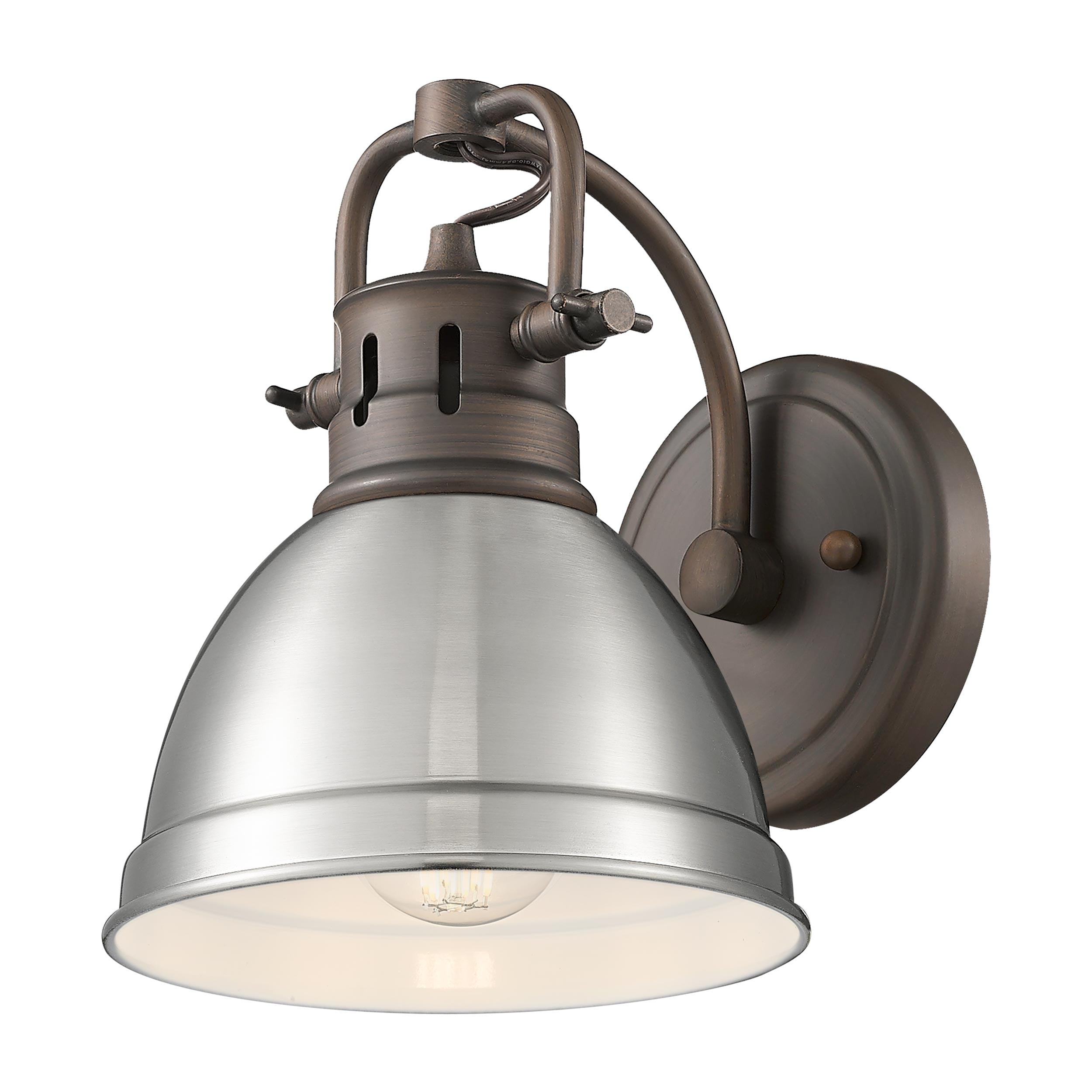 Yep by Golden Lighting Duncan 1-light Vanity in Rubbed Bronze and Pewter shade