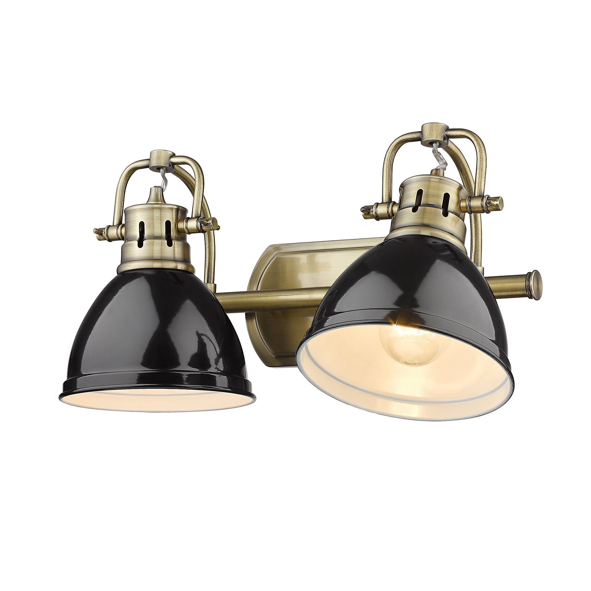 Yep by Golden Lighting Duncan 2-light Vanity in Aged Brass and Black shade - - Golden Lighting