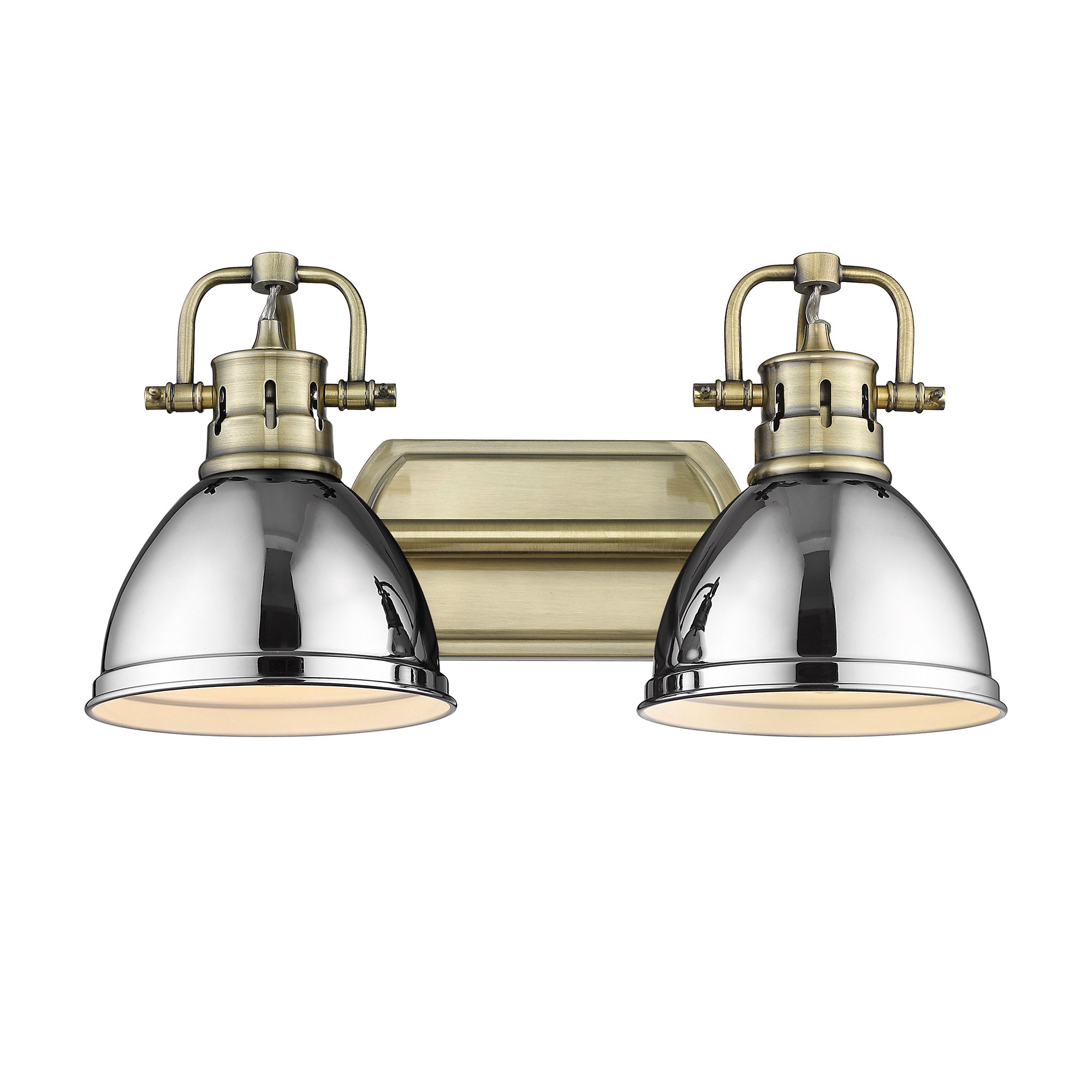 Yep by Golden Lighting Duncan 2-light Vanity in Aged Brass and Chrome shade - - Golden Lighting