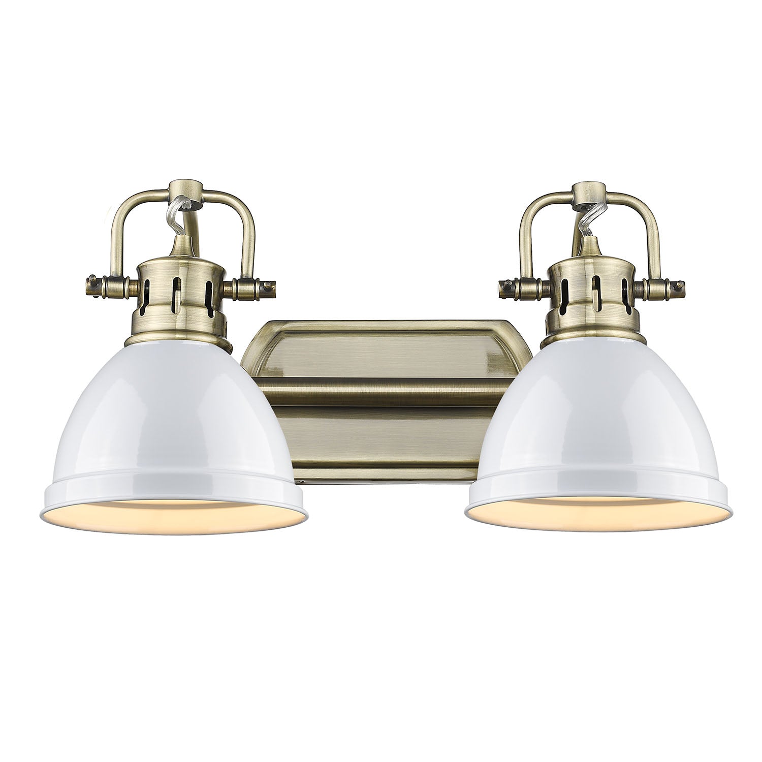 Yep by Golden Lighting Duncan 2-light Vanity in Aged Brass and White shade - - Golden Lighting