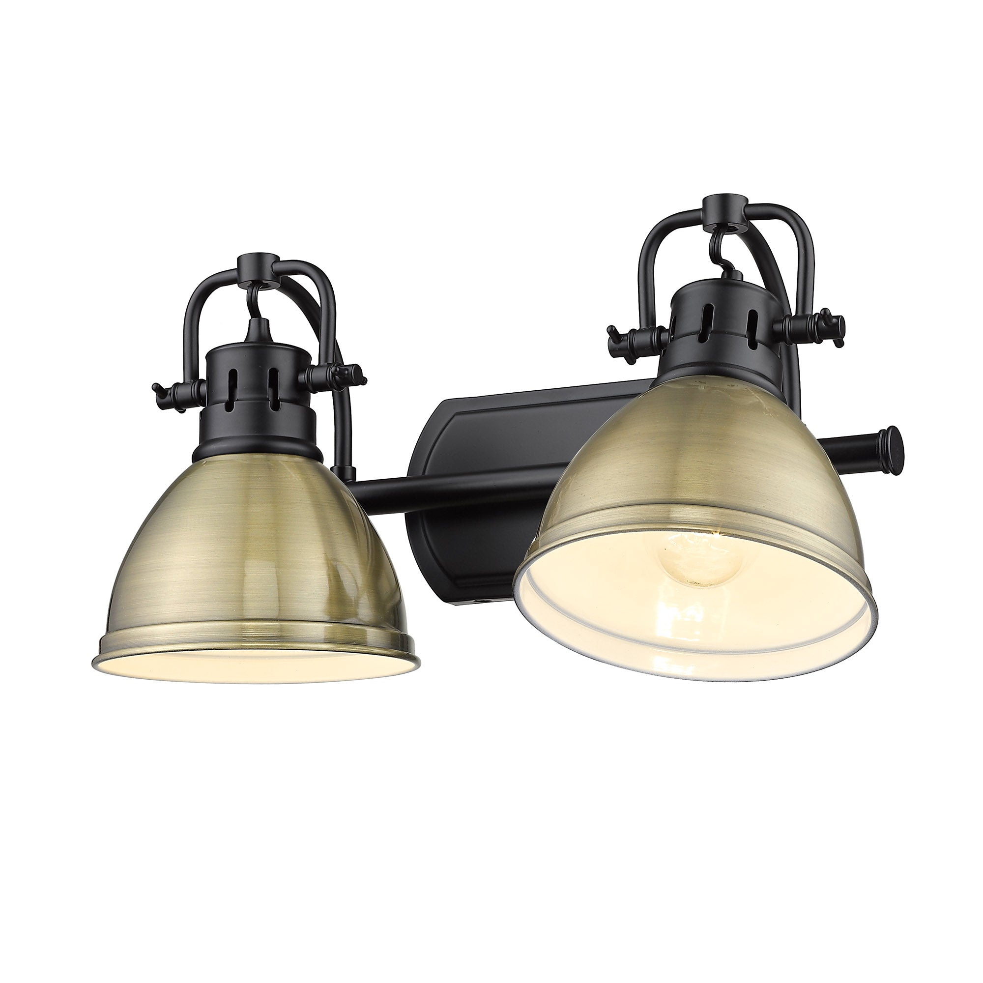 Yep by Golden Lighting Duncan 2-light Vanity in Matte Black and Aged Brass shade - - Golden Lighting
