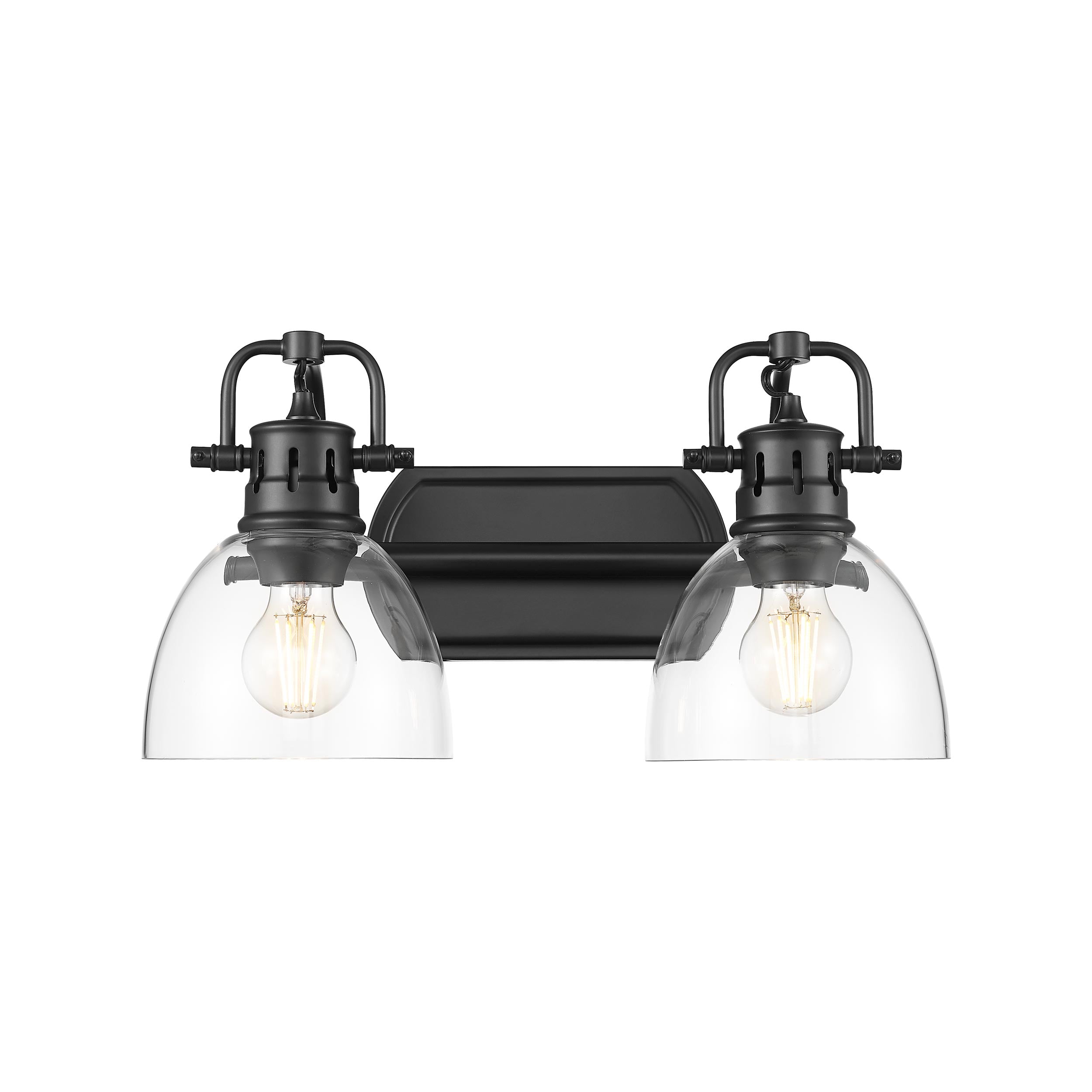 Yep by Golden Lighting Duncan 2-light Vanity in Matte Black and Clear Glass - - Golden Lighting