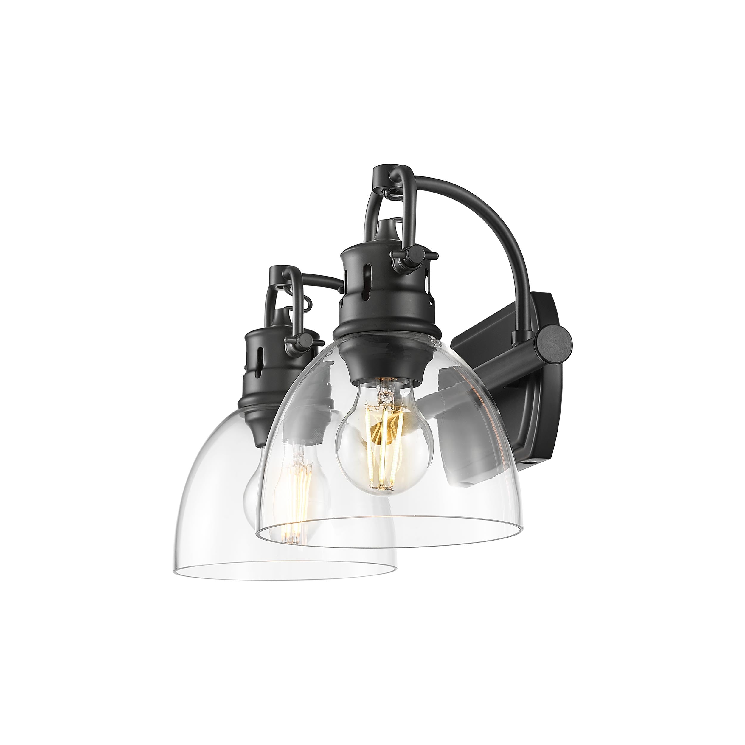 Yep by Golden Lighting Duncan 2-light Vanity in Matte Black and Clear Glass - - Golden Lighting
