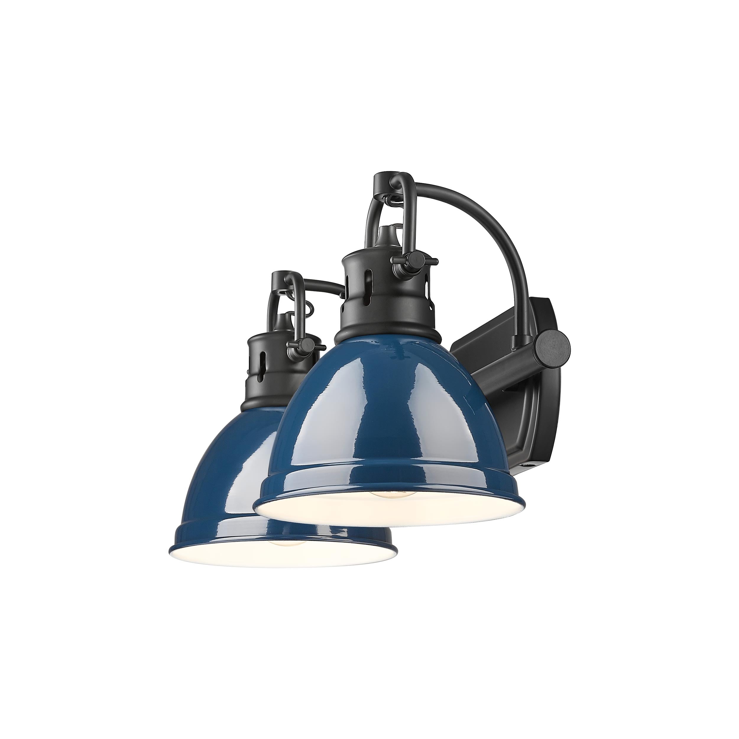 Yep by Golden Lighting Duncan 2-light Vanity in Matte Black and Navy Blue shade - - Golden Lighting
