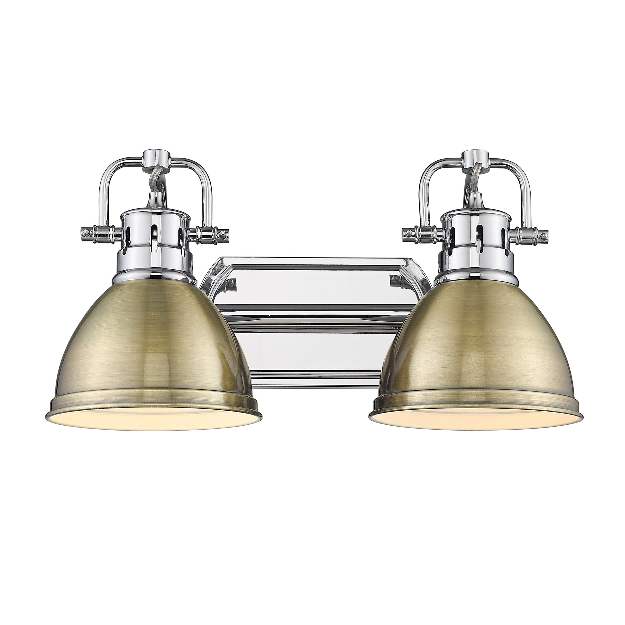 Yep by Golden Lighting Duncan 2-light Vanity in Chrome and Aged Brass shade - - Golden Lighting