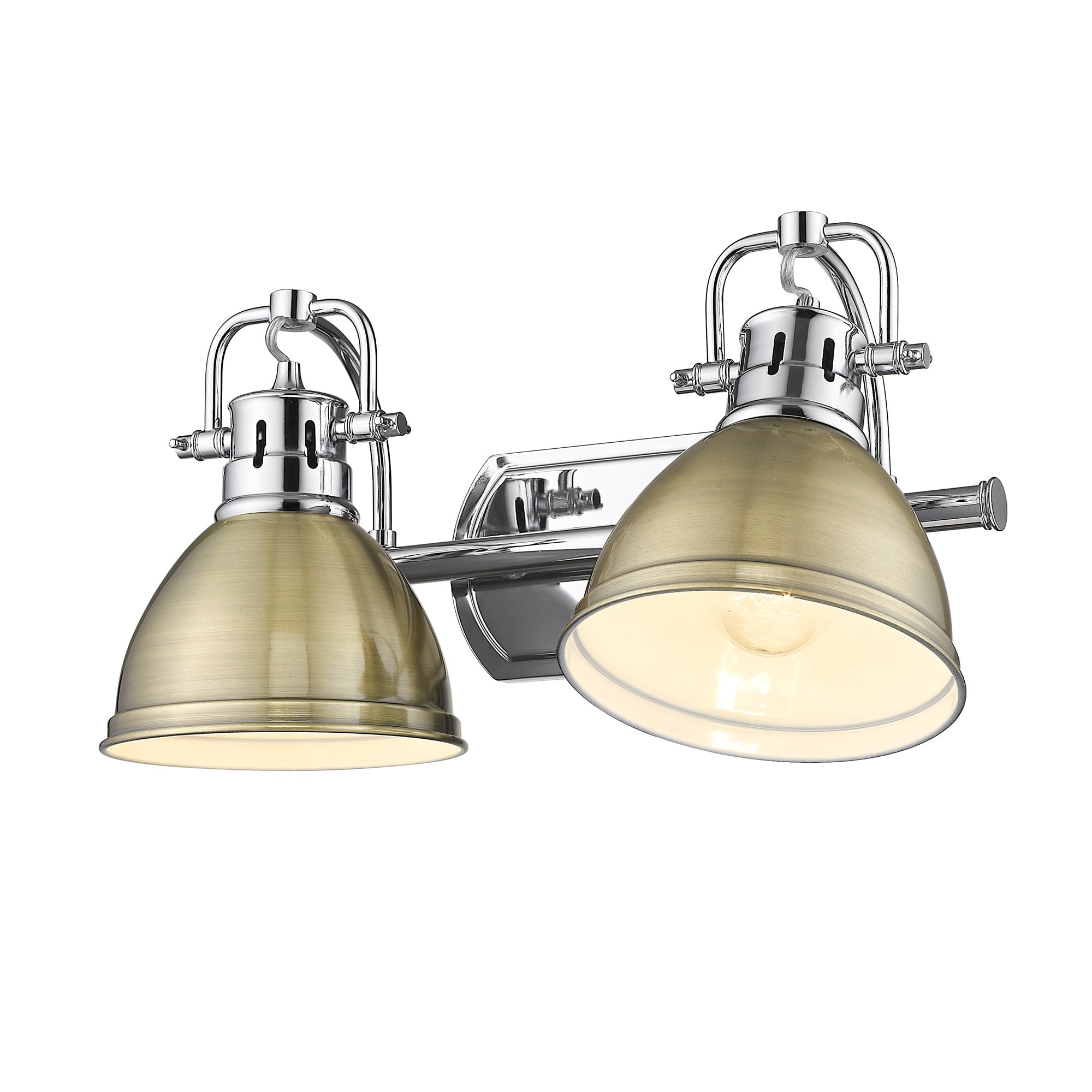 Yep by Golden Lighting Duncan 2-light Vanity in Chrome and Aged Brass shade - - Golden Lighting