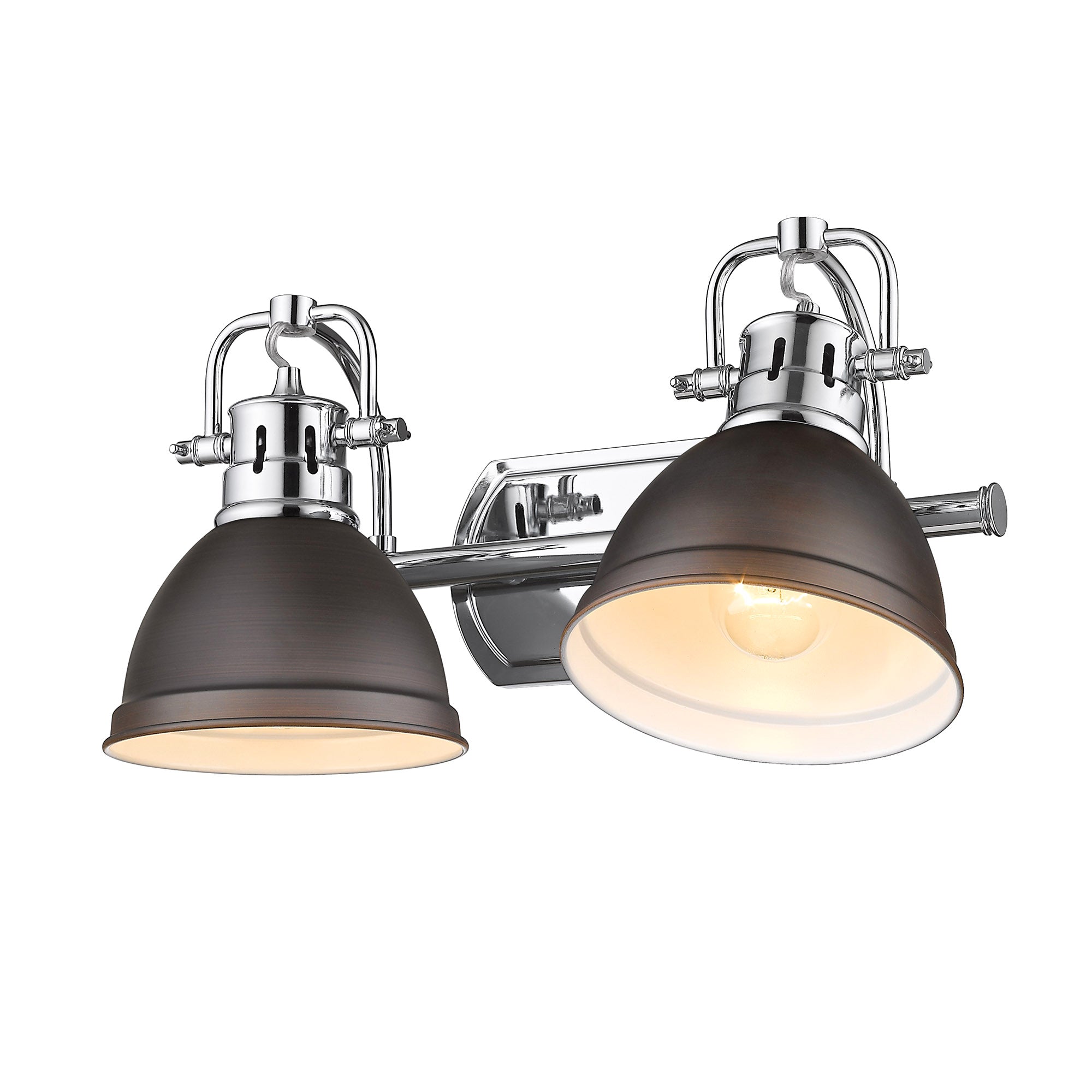 Yep by Golden Lighting Duncan 2-light Vanity in Chrome and Rubbed Bronze shade - - Golden Lighting