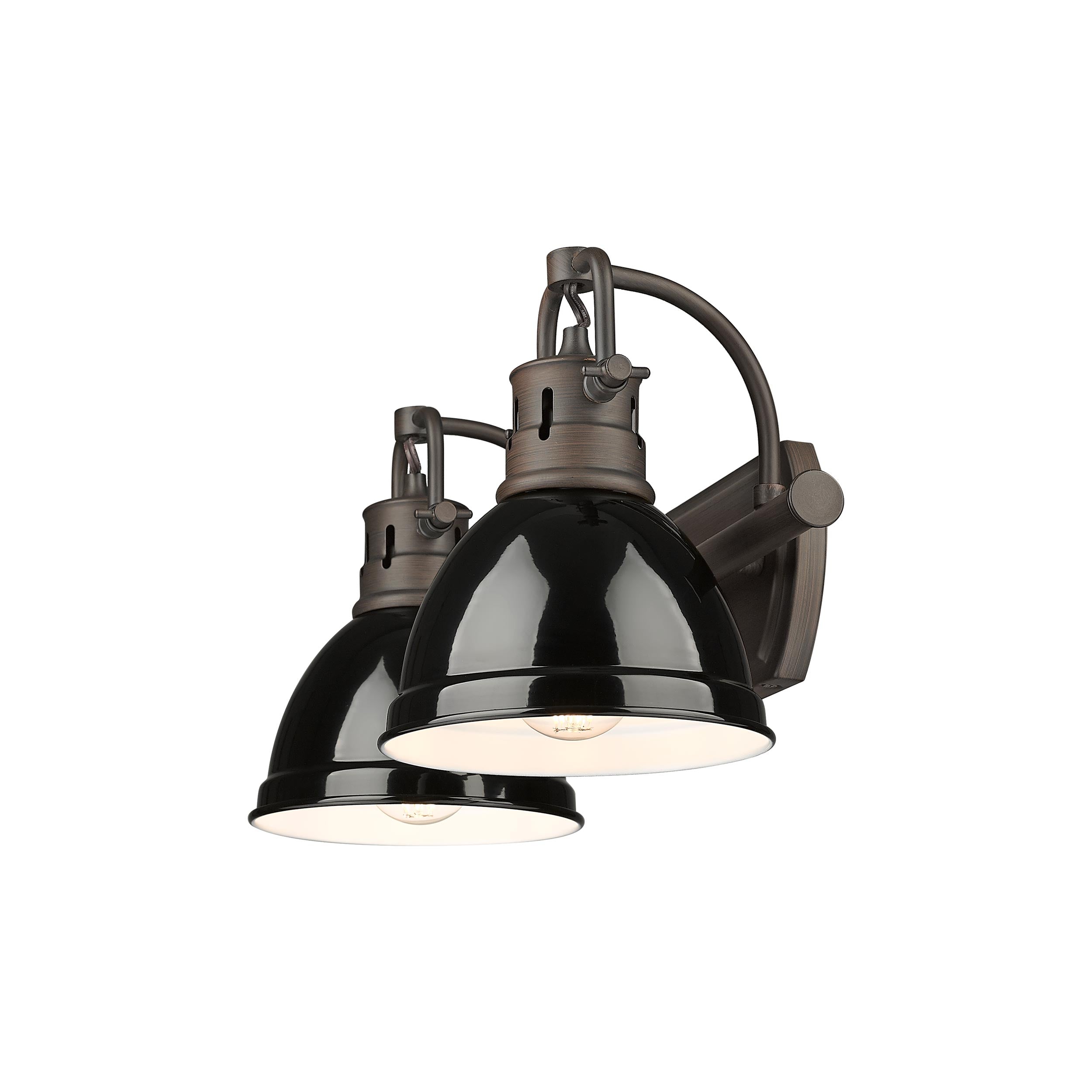 Yep by Golden Lighting Duncan 2-light Vanity in Rubbed Bronze and Black shade - - Golden Lighting