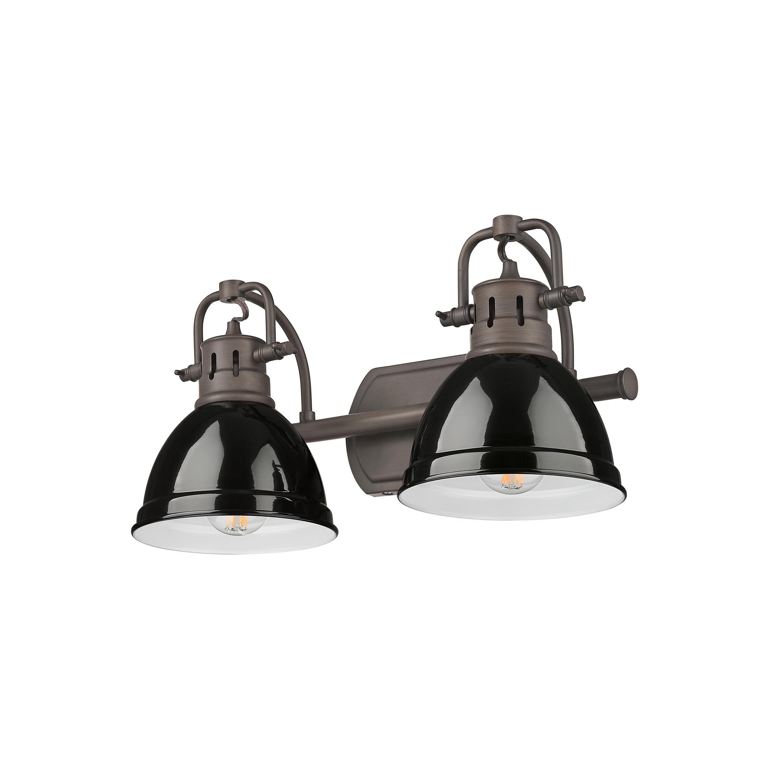 Yep by Golden Lighting Duncan 2-light Vanity in Rubbed Bronze and Black shade - - Golden Lighting