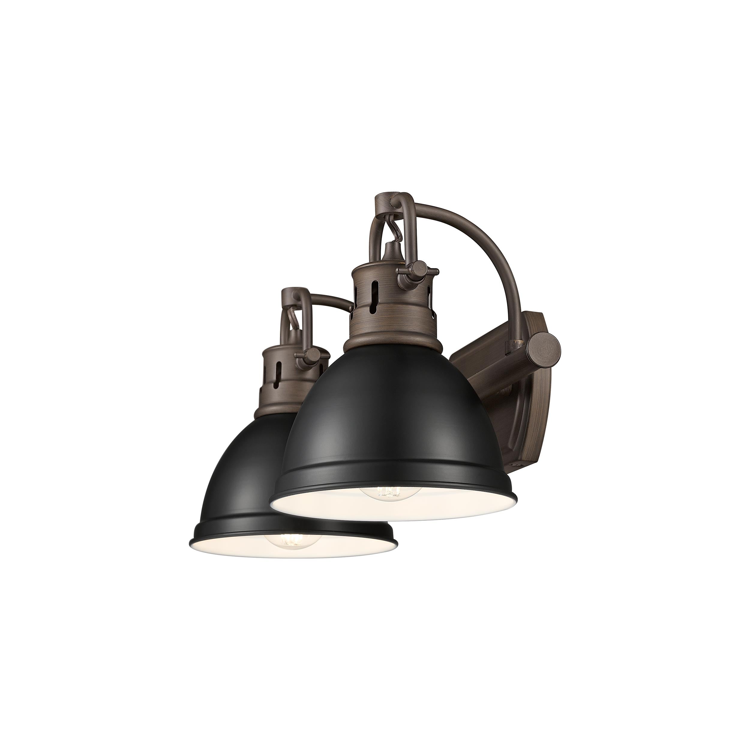 Yep by Golden Lighting Duncan 2-light Vanity in Rubbed Bronze and Matte Black shade - - Golden Lighting