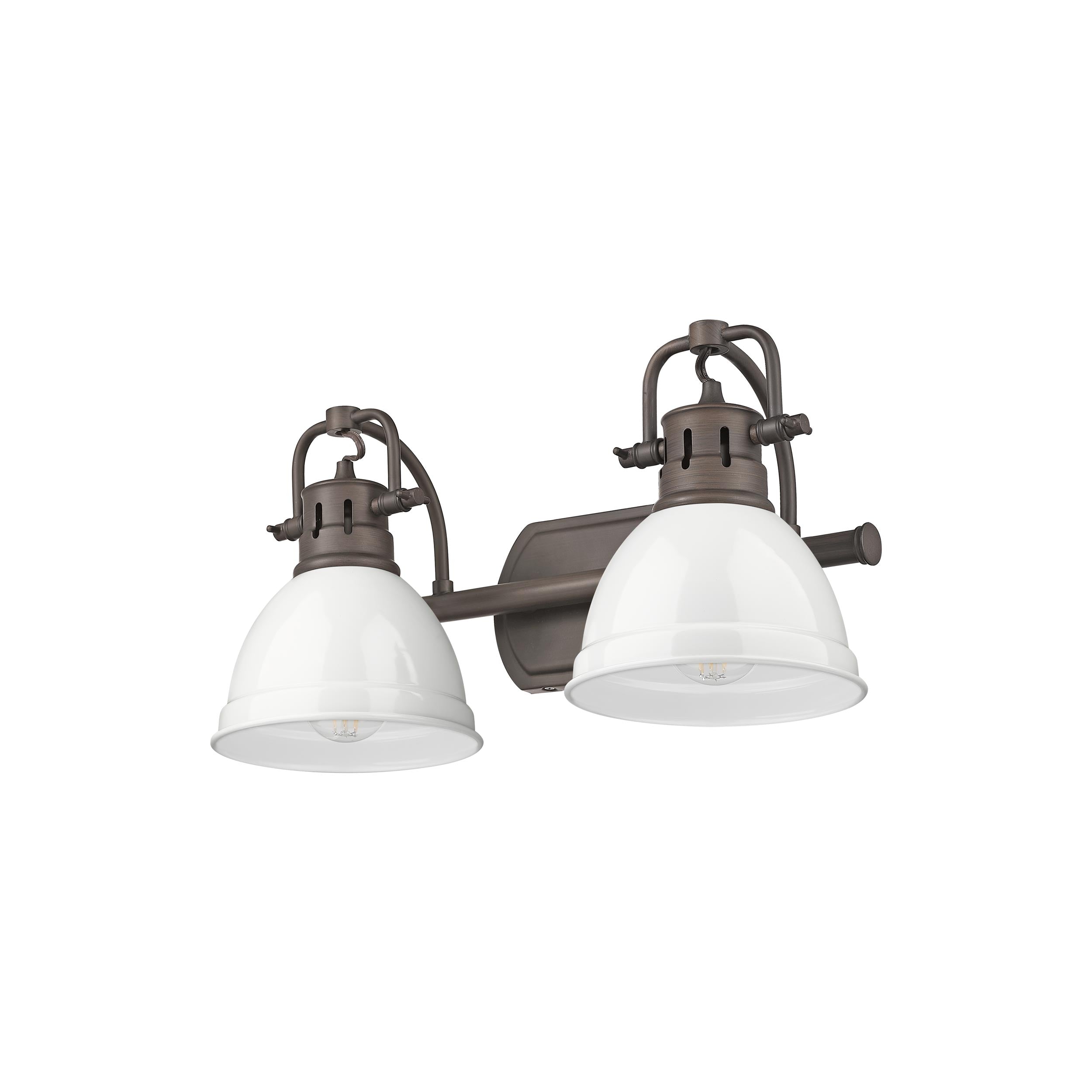 Yep by Golden Lighting Duncan 2-light Vanity in Rubbed Bronze and White shade - - Golden Lighting