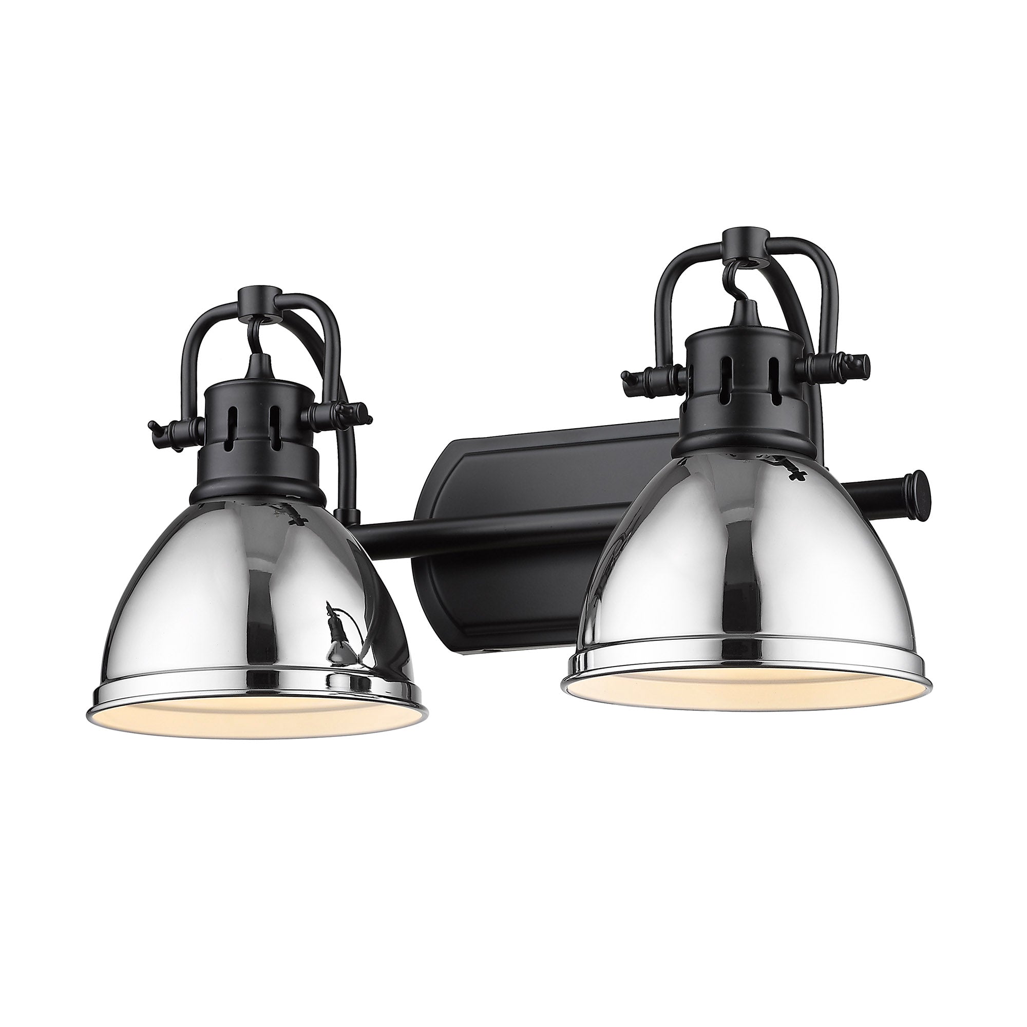 Yep by Golden Lighting Duncan 2-light Vanity in Matte Black and Chrome shade