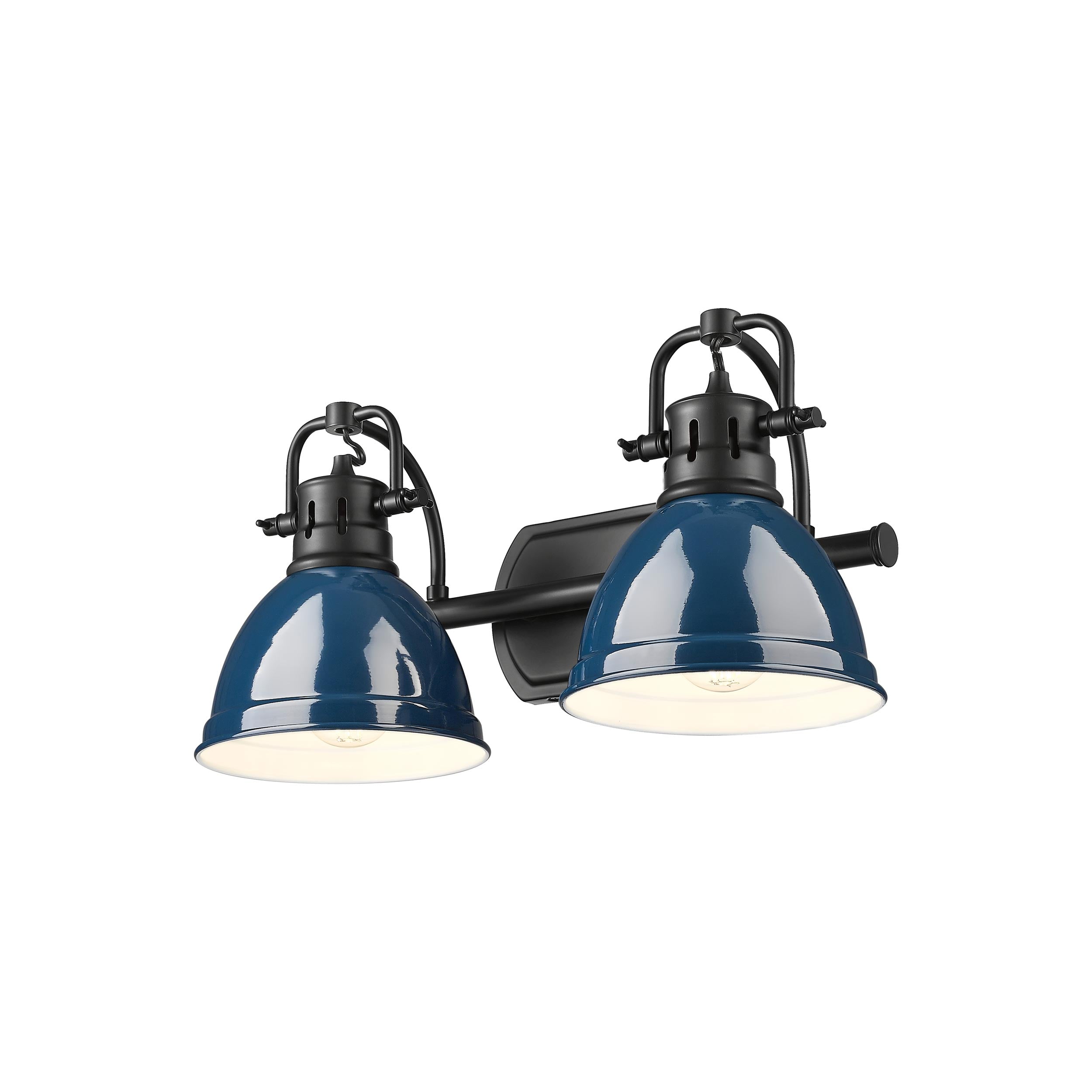 Yep by Golden Lighting Duncan 2-light Vanity in Matte Black and Navy Blue shade