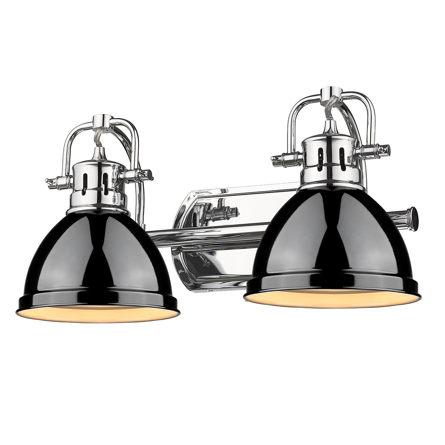 Duncan 2 Light Bath Vanity in Chrome with Black Shades - Default Title - Golden Lighting