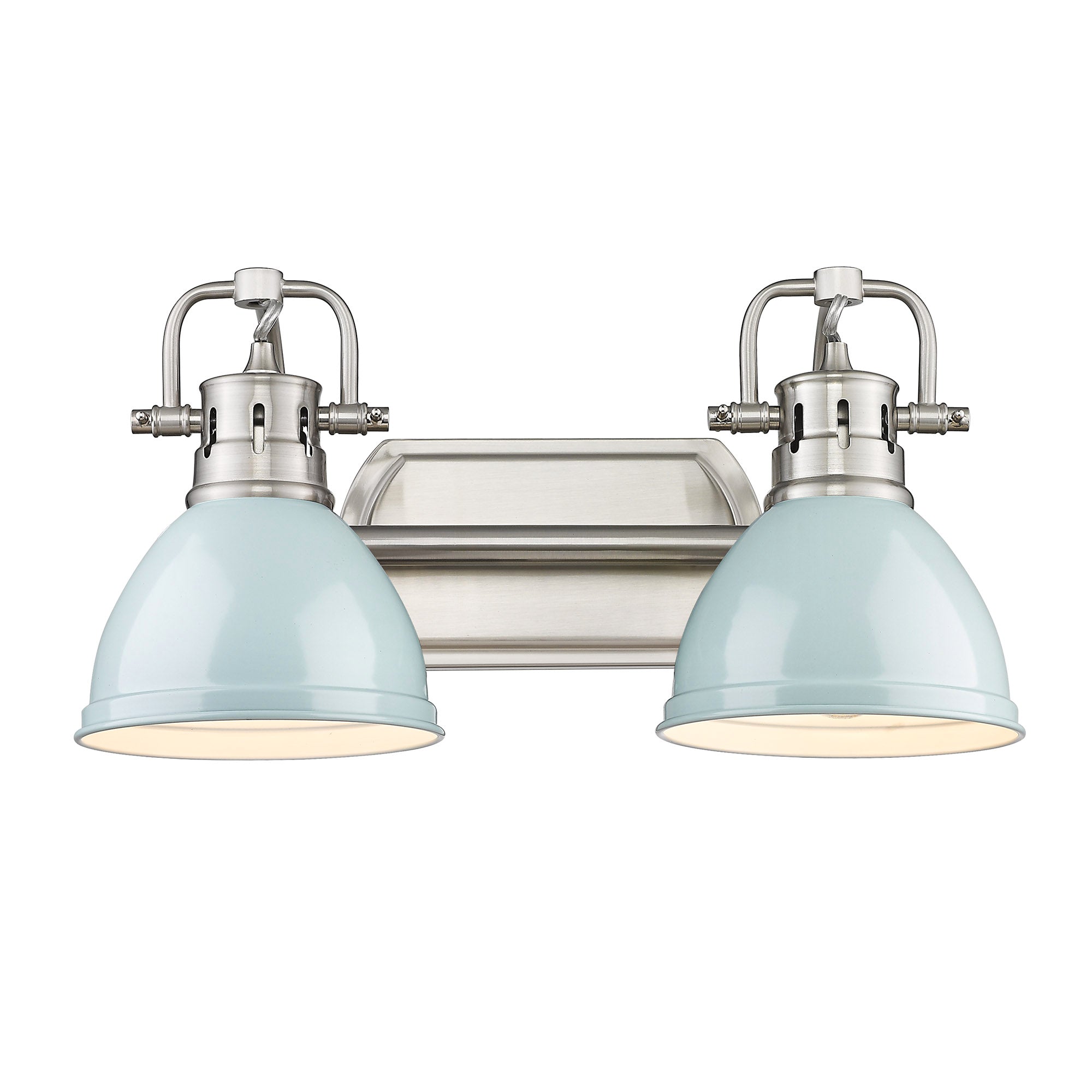 Duncan 2 Light Bath Vanity in Pewter with Seafoam Shades - Default Title - Golden Lighting