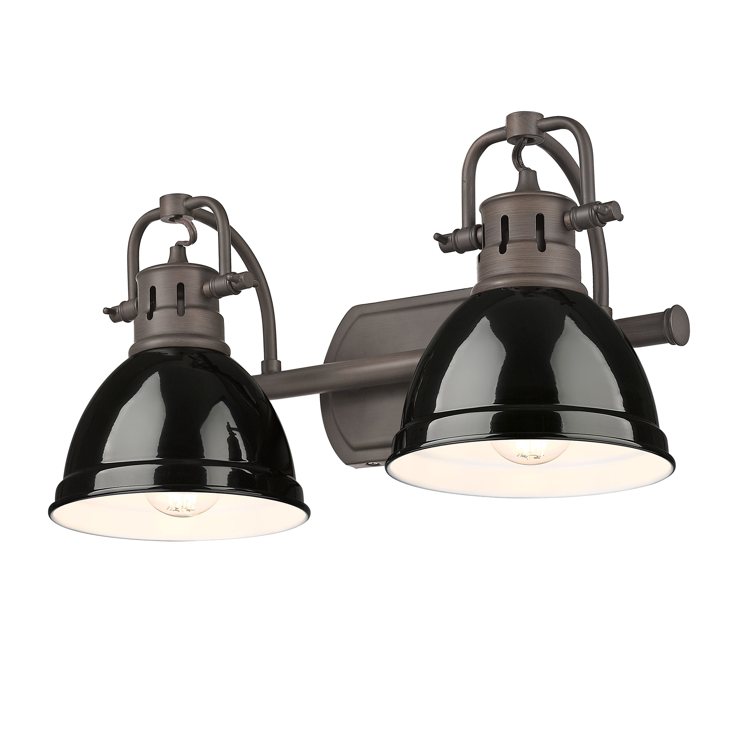 Yep by Golden Lighting Duncan 2-light Vanity in Rubbed Bronze and Black shade