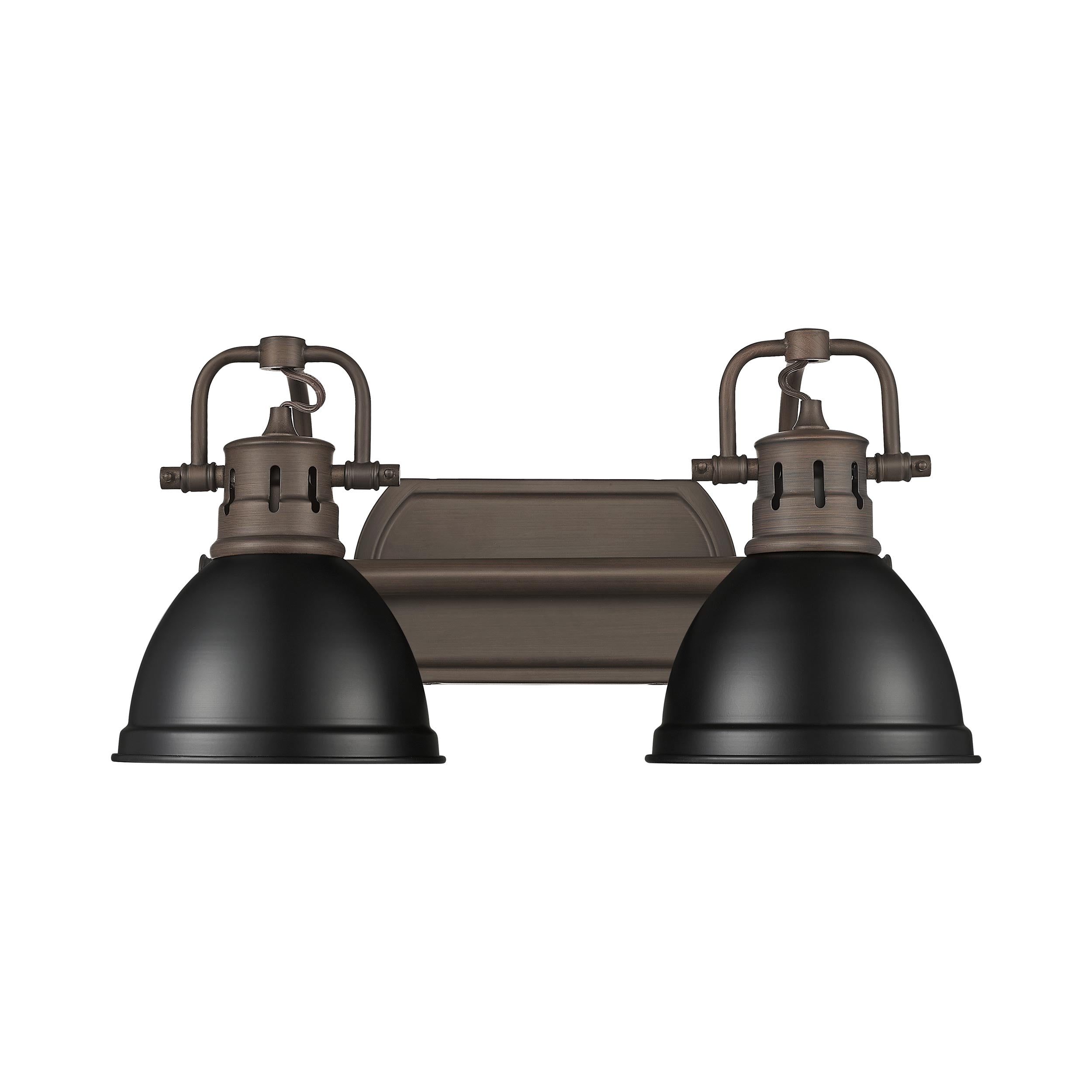 Yep by Golden Lighting Duncan 2-light Vanity in Rubbed Bronze and Matte Black shade