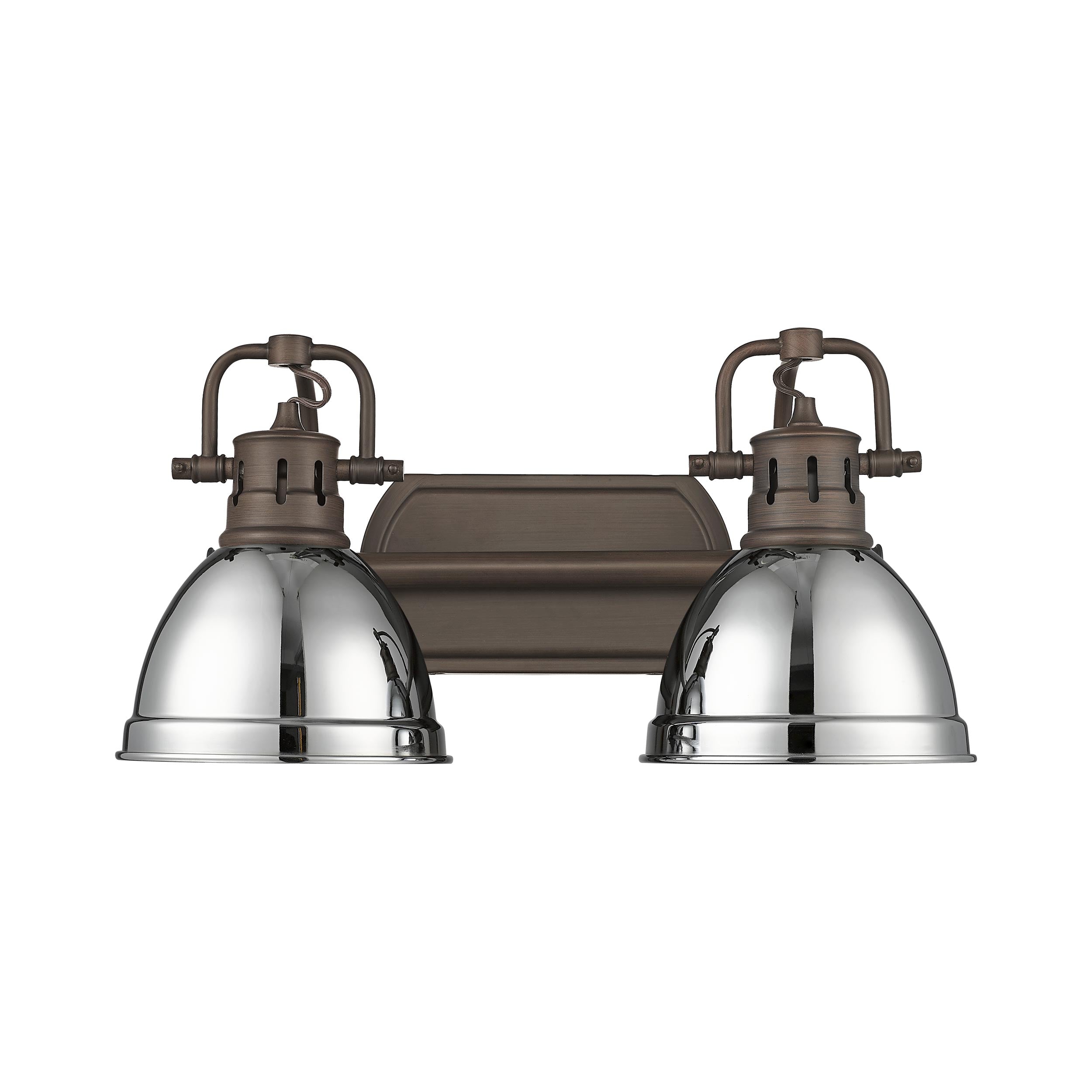 Yep by Golden Lighting Duncan 2-light Vanity in Rubbed Bronze and Chrome shade