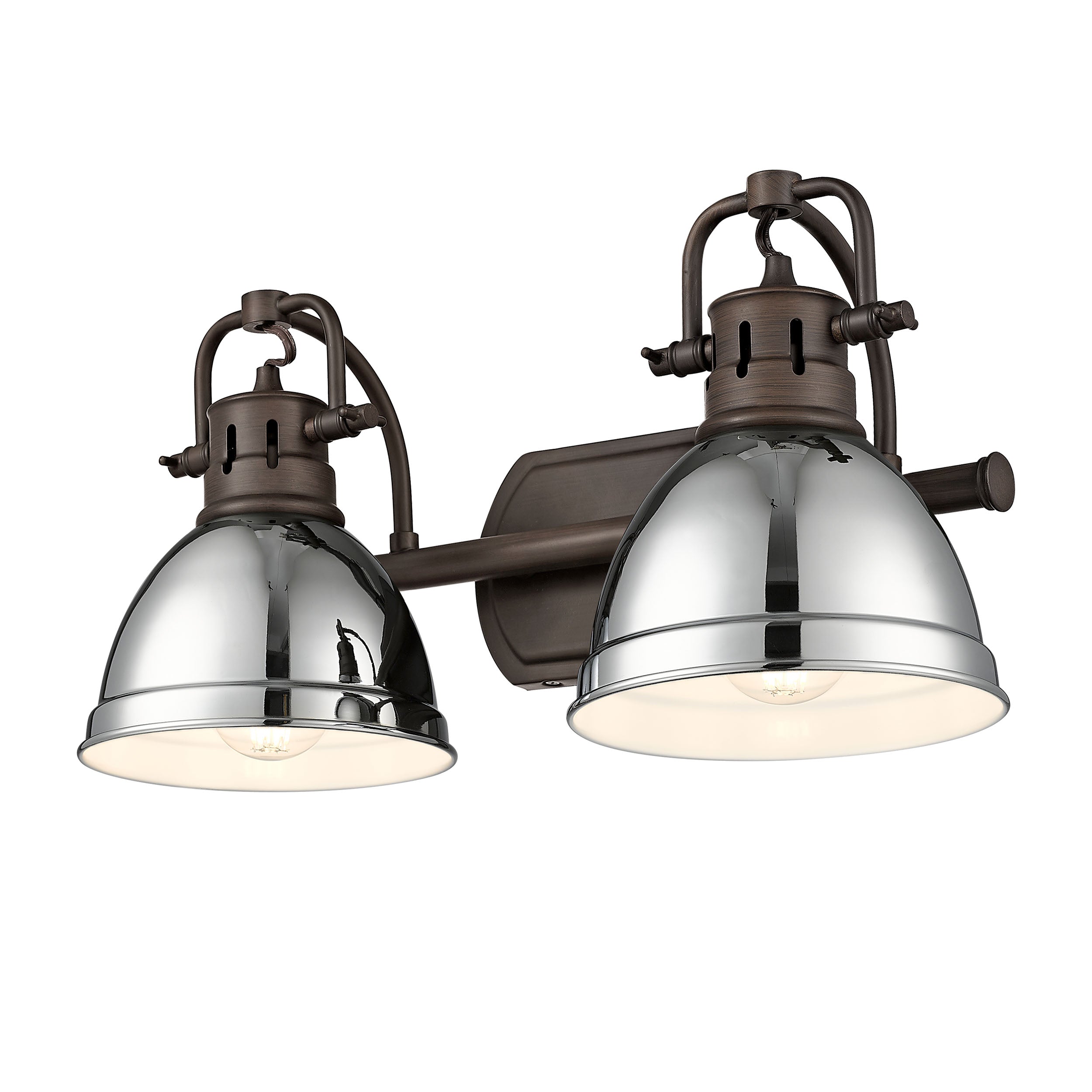 Yep by Golden Lighting Duncan 2-light Vanity in Rubbed Bronze and Chrome shade