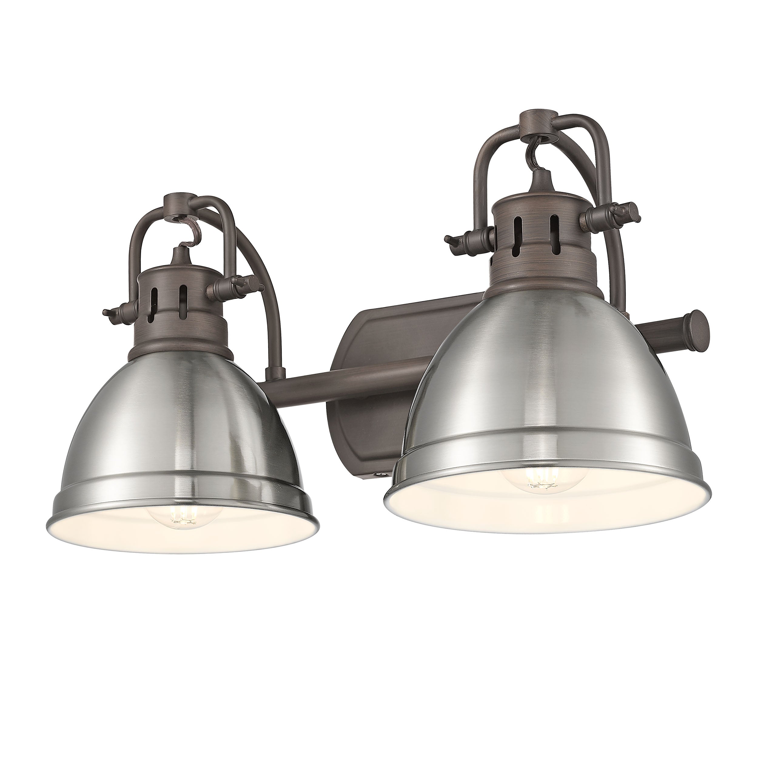 Yep by Golden Lighting Duncan 2-light Vanity in Rubbed Bronze and Pewter shade