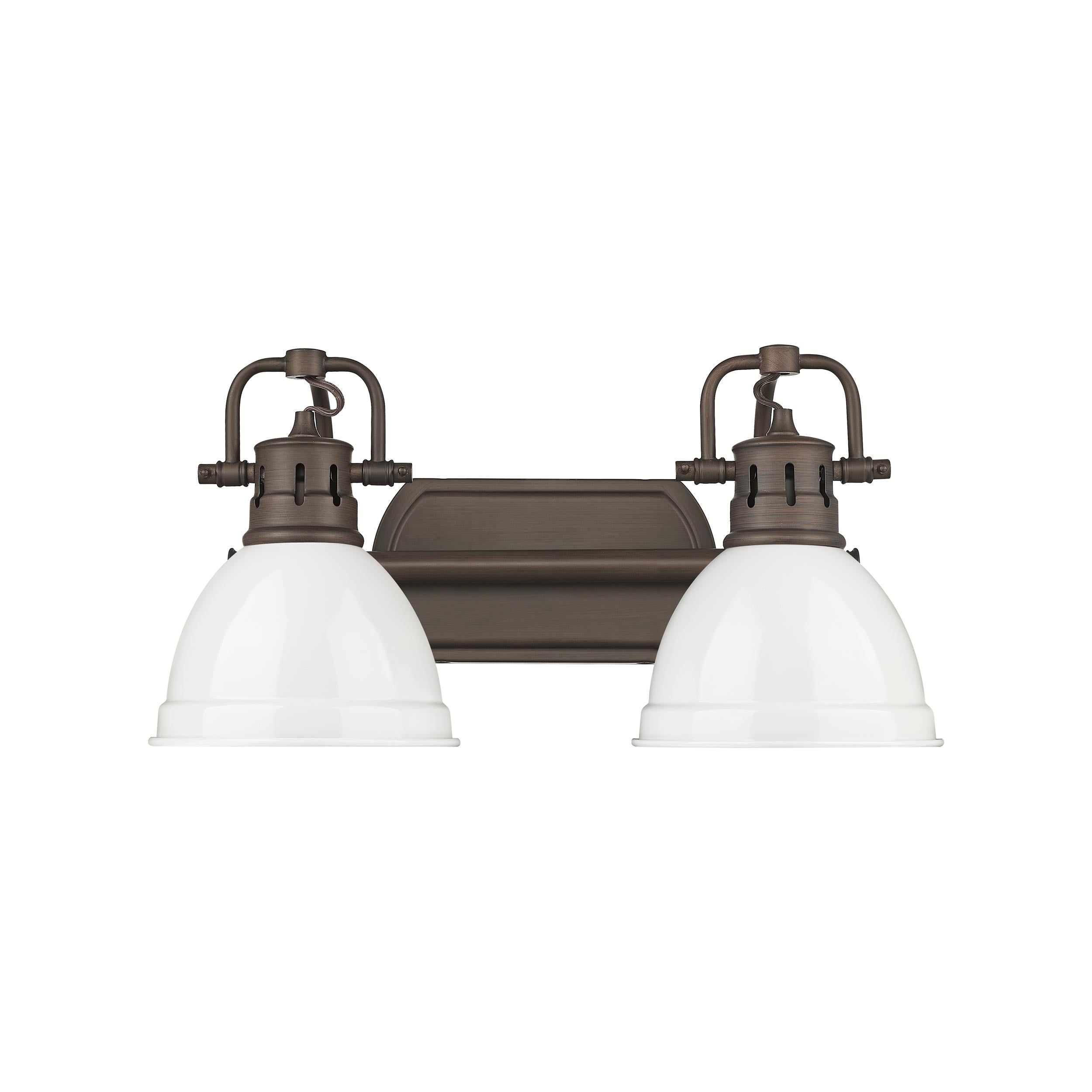 Yep by Golden Lighting Duncan 2-light Vanity in Rubbed Bronze and White shade