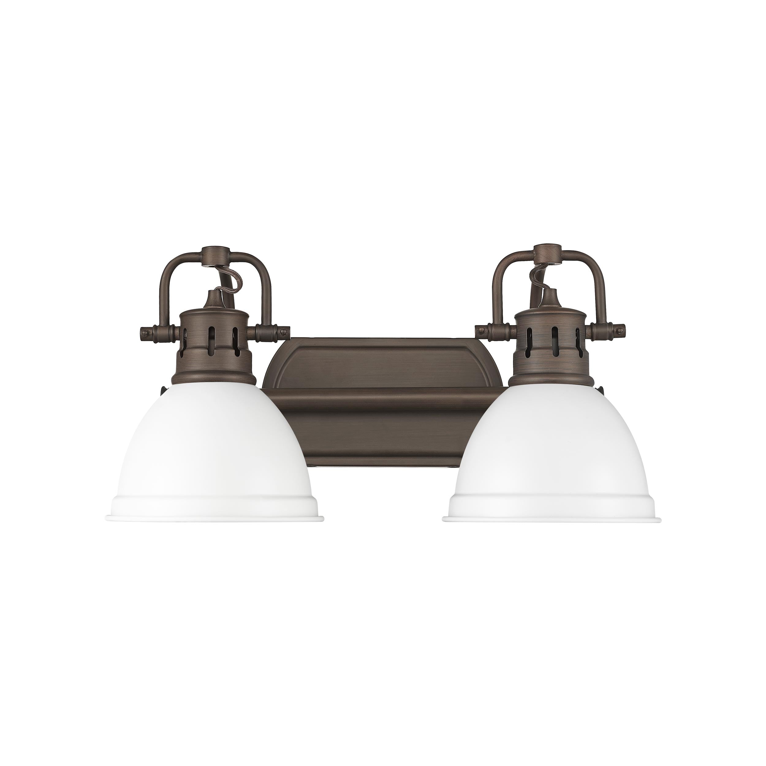Yep by Golden Lighting Duncan 2-light Vanity in Rubbed Bronze and Matte White shade