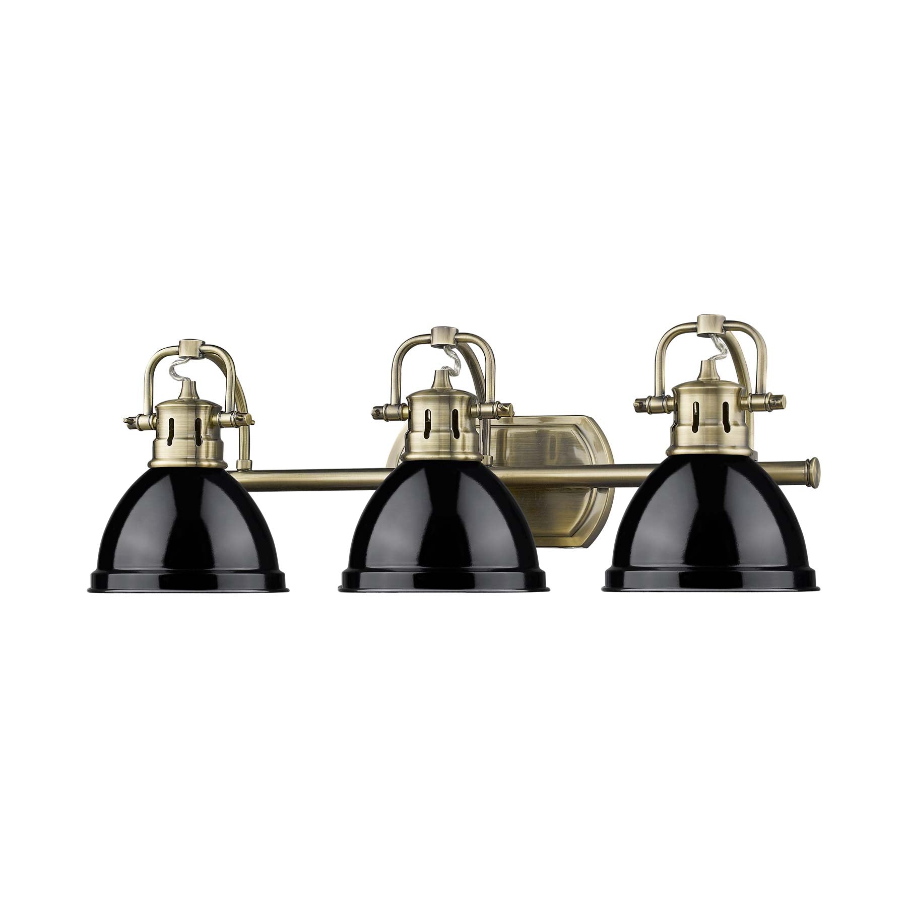Yep by Golden Lighting Duncan 3-light Vanity in Aged Brass and Black shade - - Golden Lighting