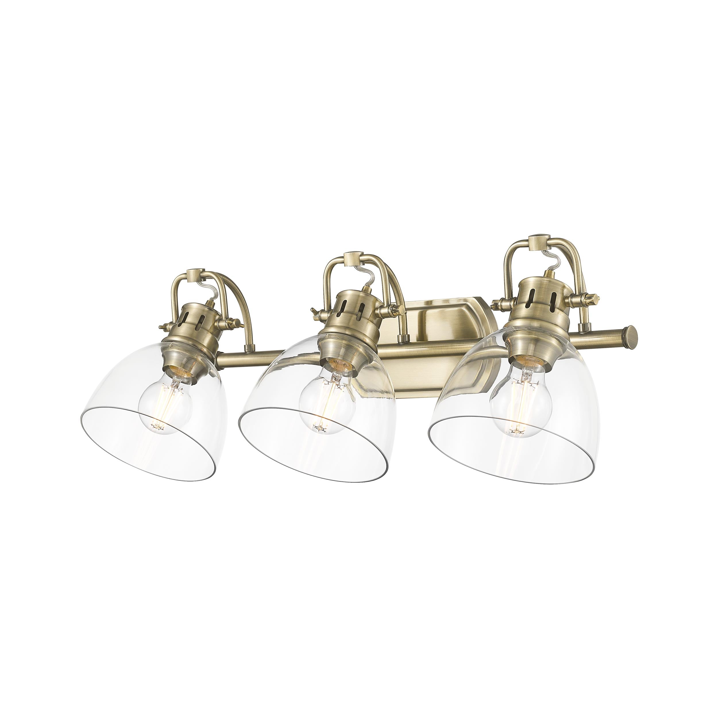 Yep by Golden Lighting Duncan 3-light Vanity in Aged Brass and Clear Glass - - Golden Lighting