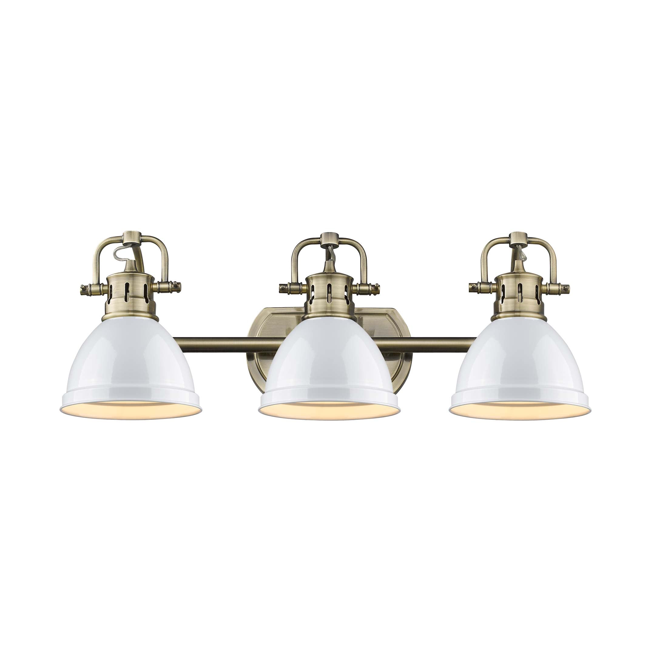 Yep by Golden Lighting Duncan 3-light Vanity in Aged Brass and White shade - - Golden Lighting