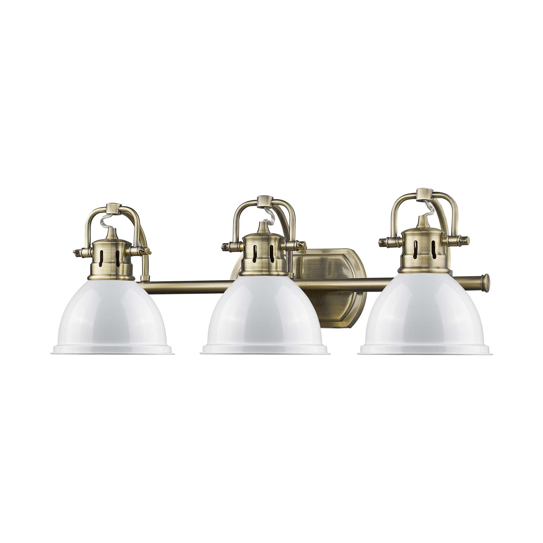 Yep by Golden Lighting Duncan 3-light Vanity in Aged Brass and White shade - - Golden Lighting