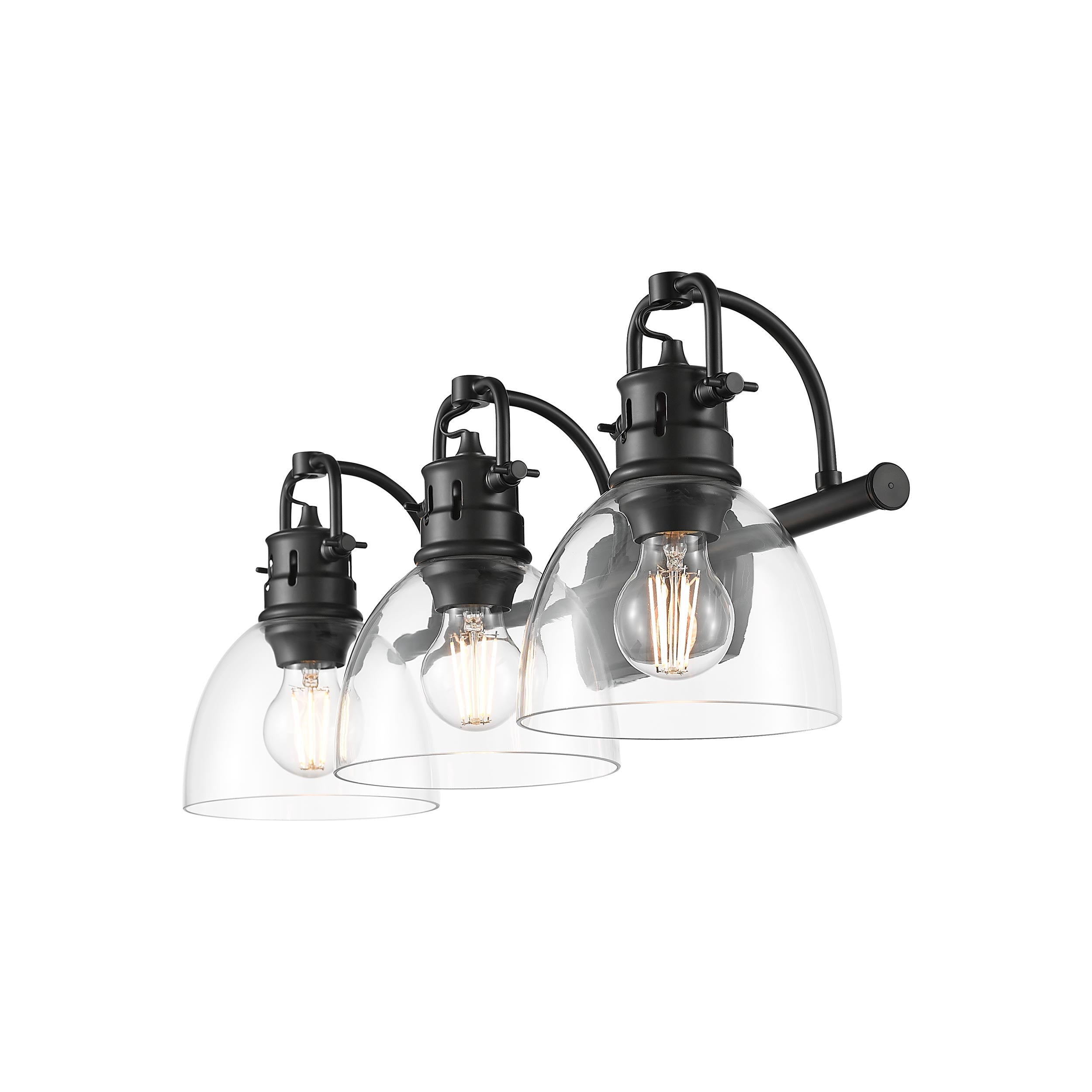 Yep by Golden Lighting Duncan 3-light Vanity in Matte Black and Clear Glass - - Golden Lighting