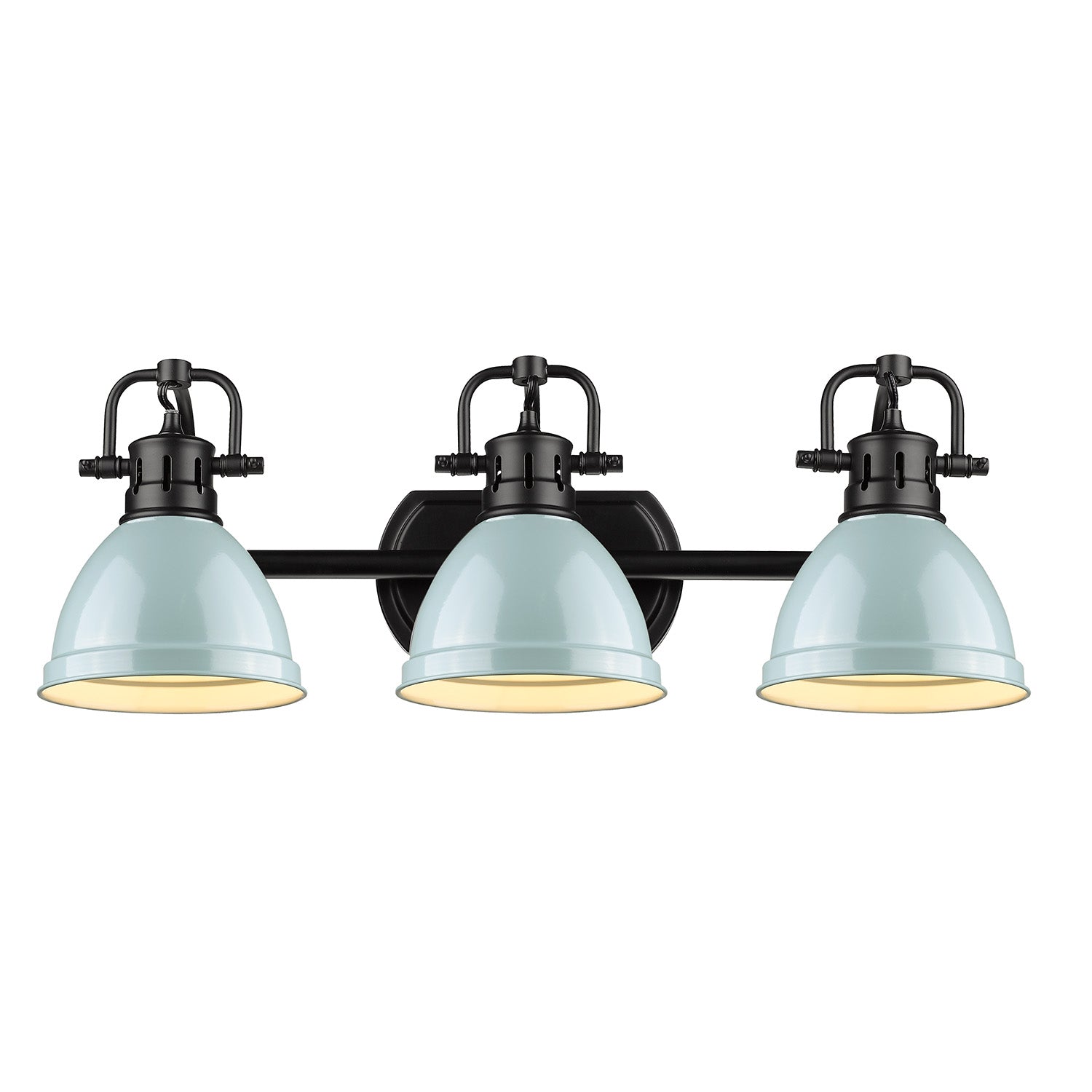 Yep by Golden Lighting Duncan 3-light Vanity in Matte Black and Seafoam shade - - Golden Lighting