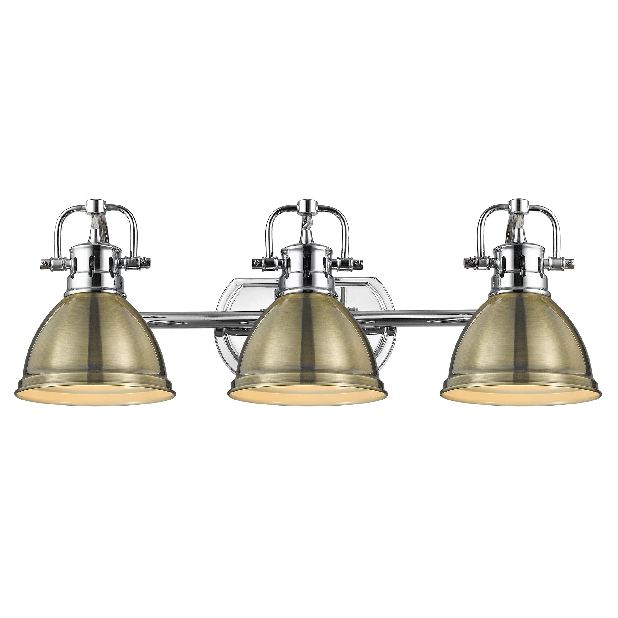 Yep by Golden Lighting Duncan 3-light Vanity in Chrome and Aged Brass shade - - Golden Lighting