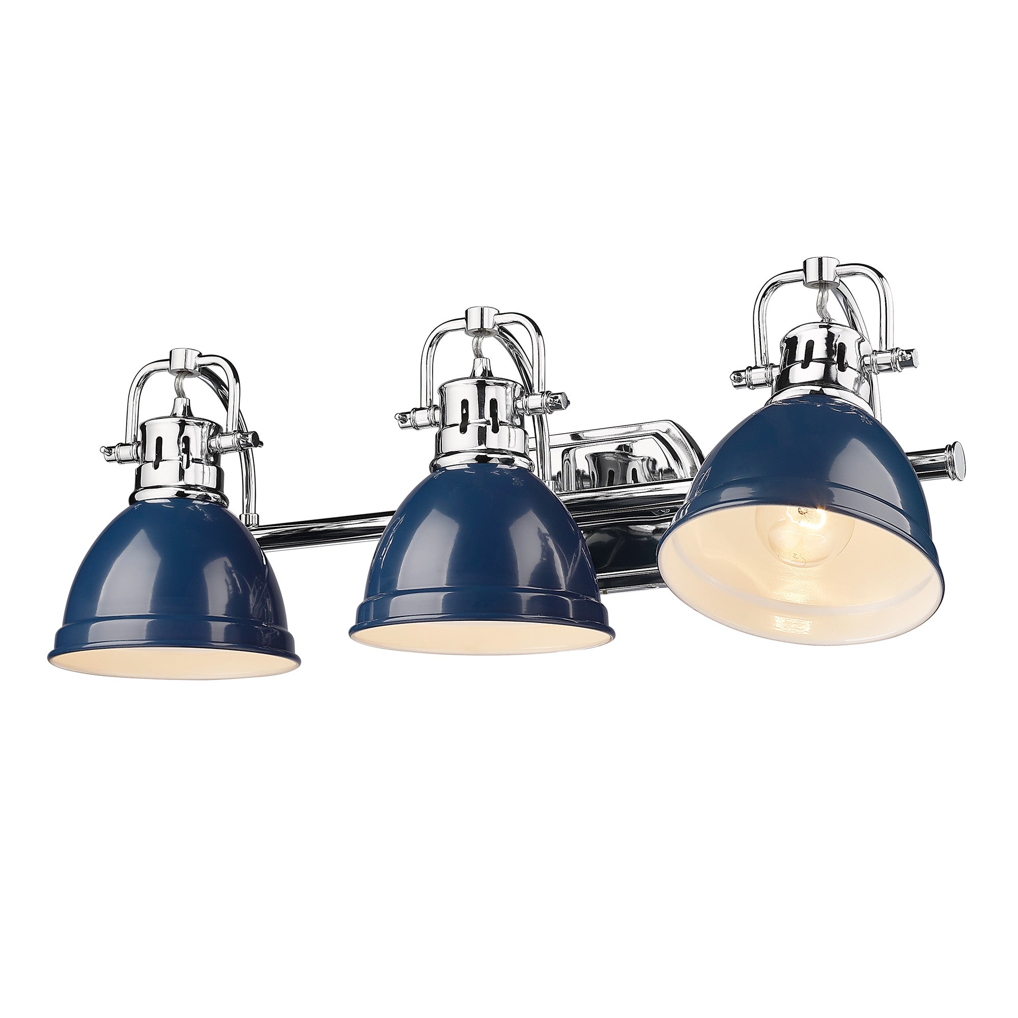 Yep by Golden Lighting Duncan 3-light Vanity in Chrome and Navy Blue shade - - Golden Lighting