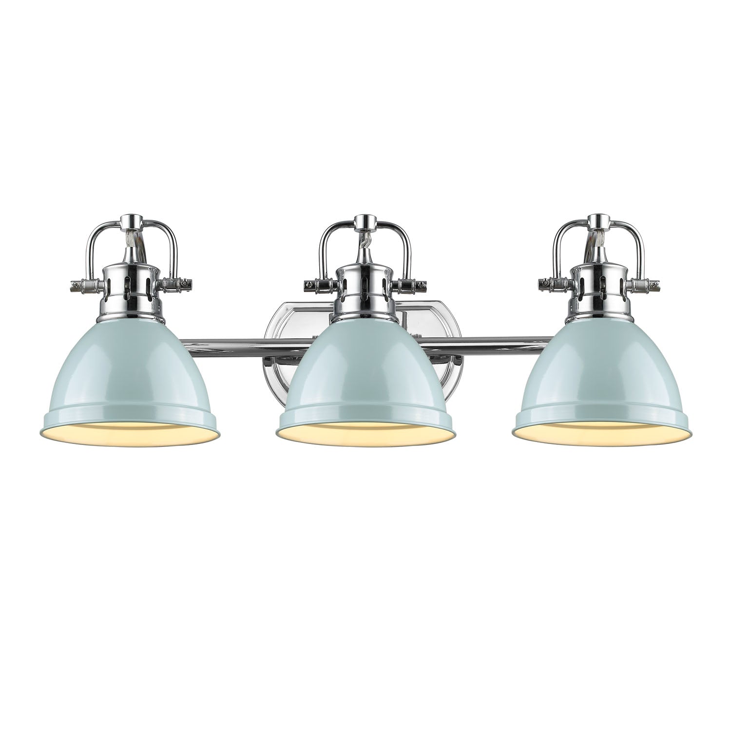 Yep by Golden Lighting Duncan 3-light Vanity in Chrome and Seafoam shade - - Golden Lighting