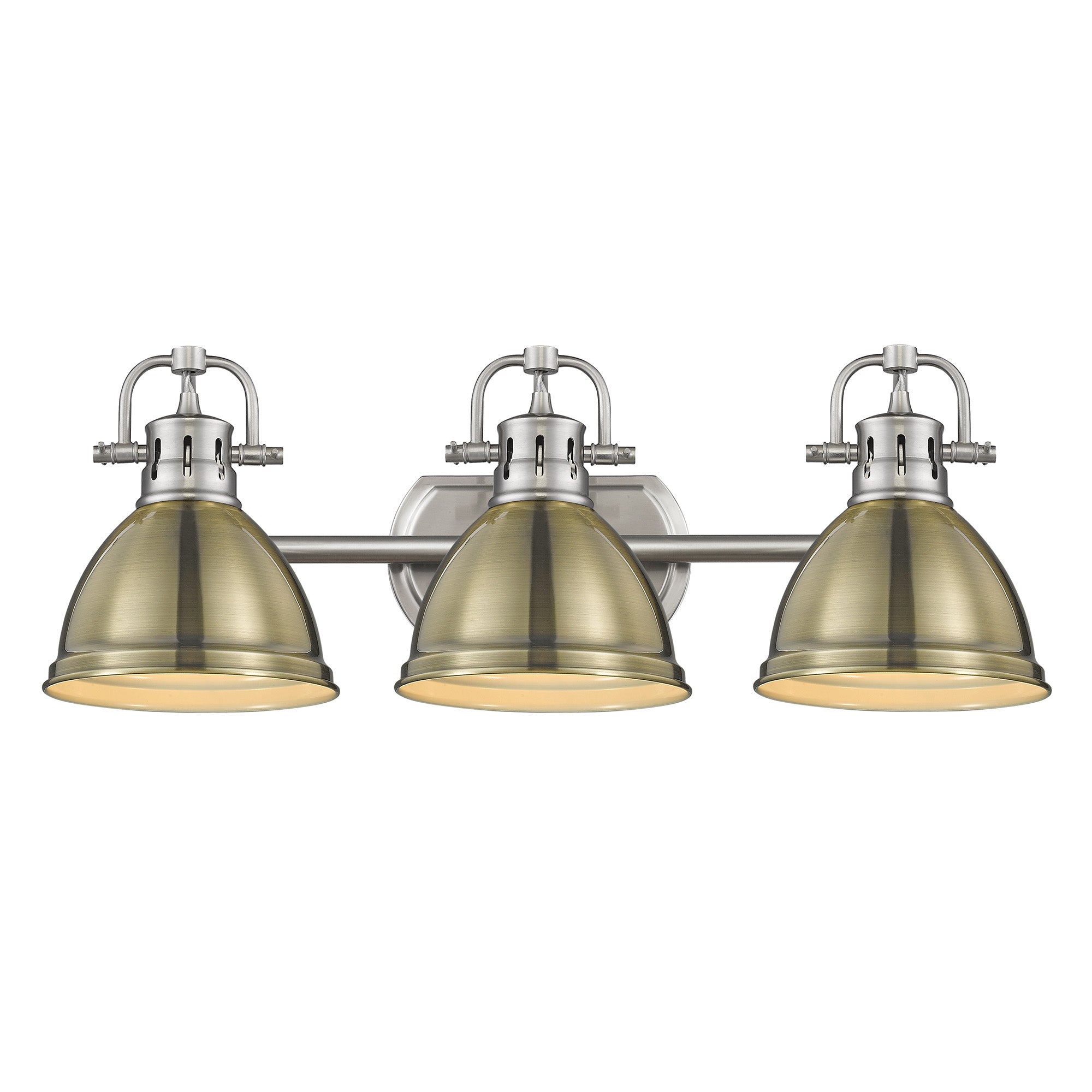 Yep by Golden Lighting Duncan 3-light Vanity in Pewter and Aged Brass shade - - Golden Lighting