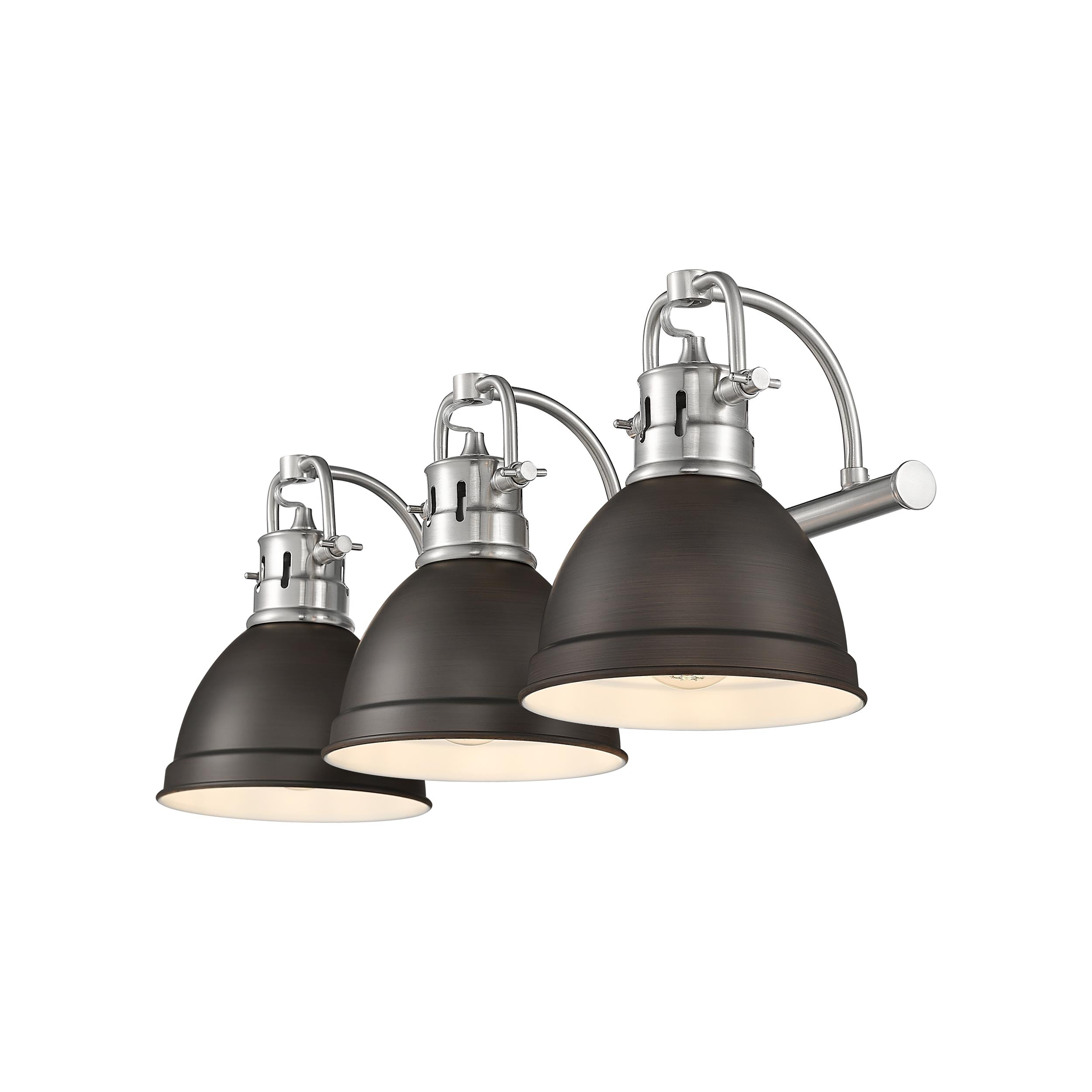 Yep by Golden Lighting Duncan 3-light Vanity in Pewter and Rubbed Bronze shade - - Golden Lighting